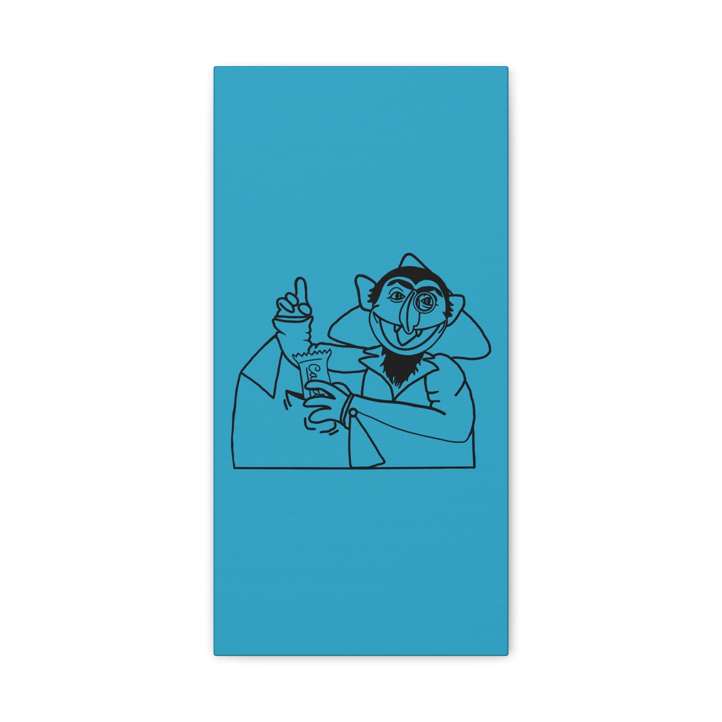 The Count Stealing Candy Outline Canvas Print Turquoise - Sesame Street The Count Art Print