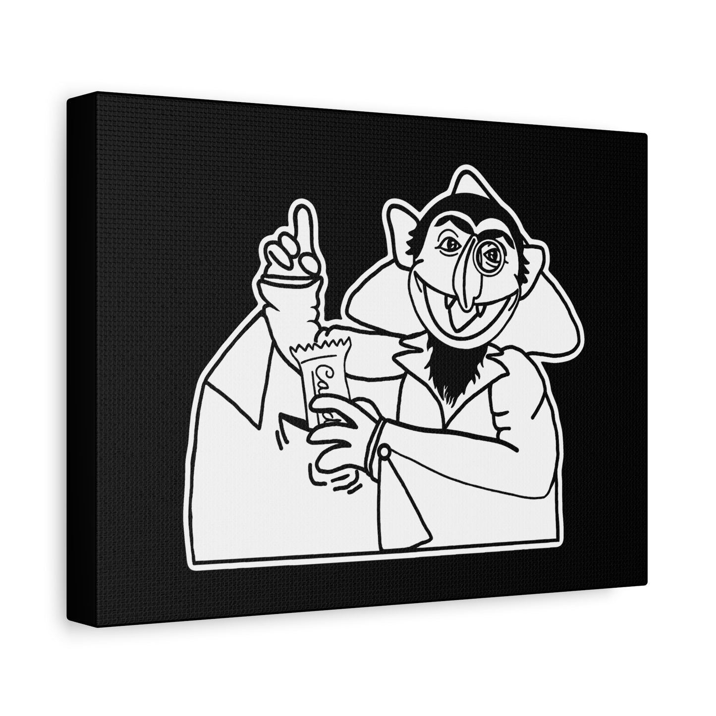 The Count Stealing Candy Outline Canvas Print Black - Sesame Street The Count Parody Canvas Art