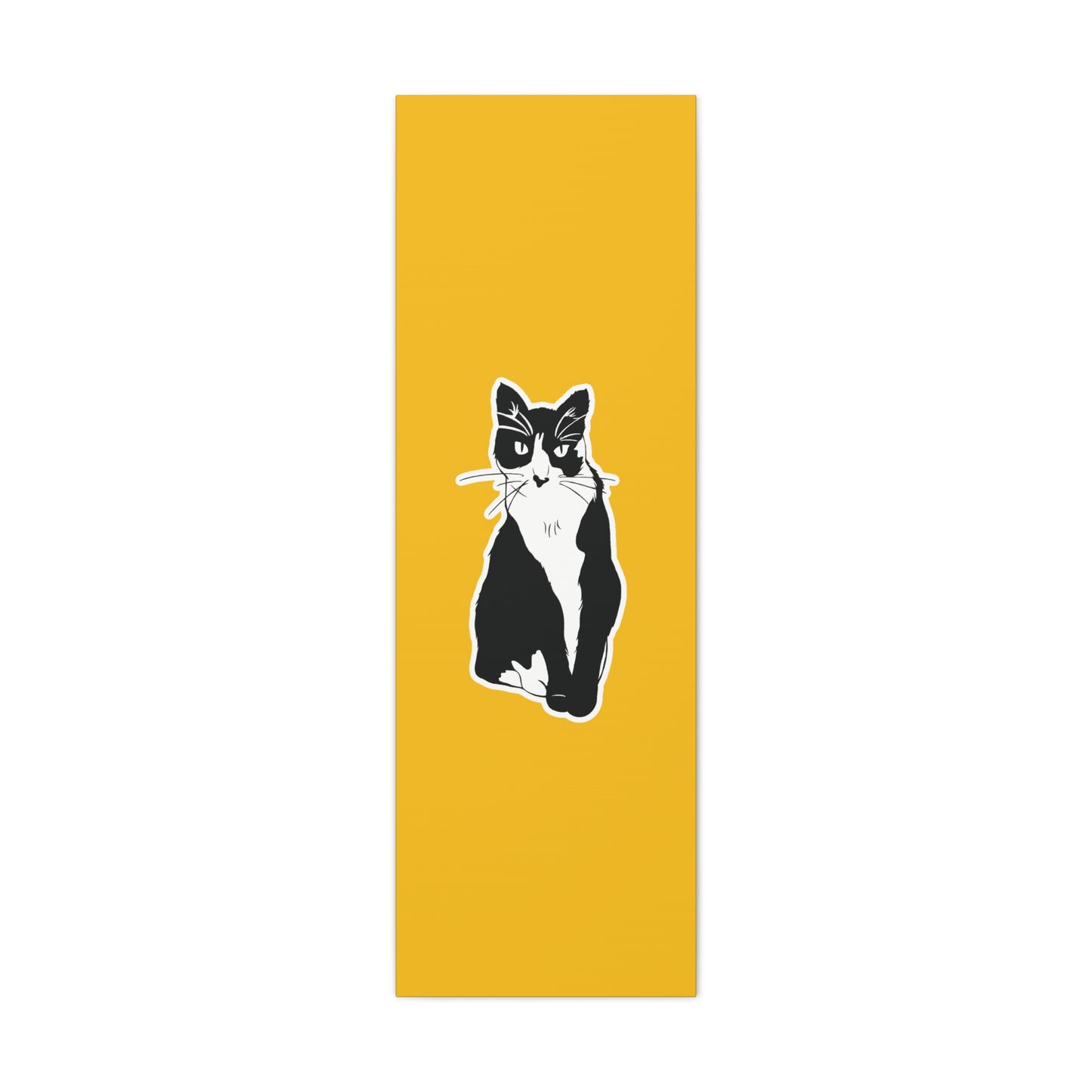 Cat Canvas Print on Yellow (Sticker Style Cat) - Cat Drawing Art
