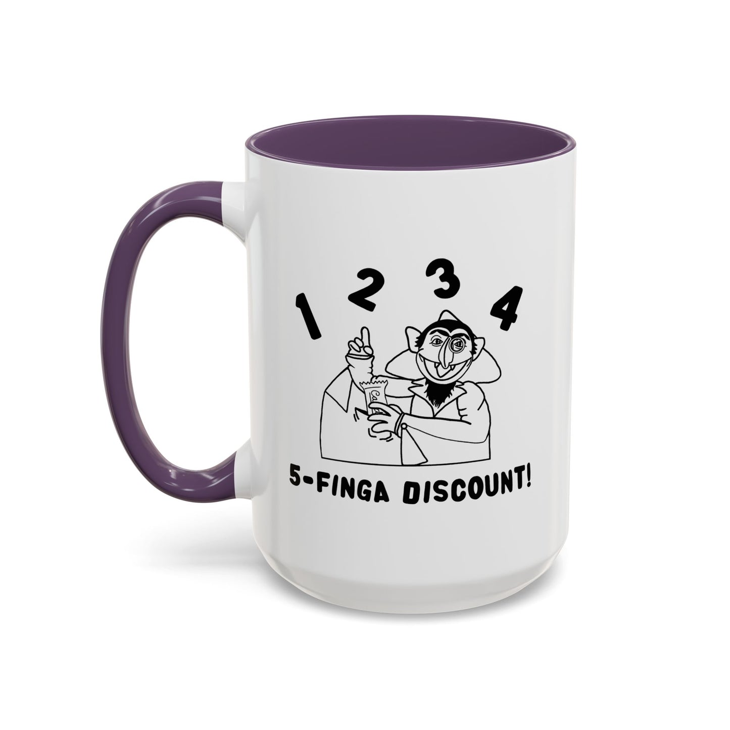 Five Finger Discount Outline Mug - Sesame Street The Count Parody Coffee Mug