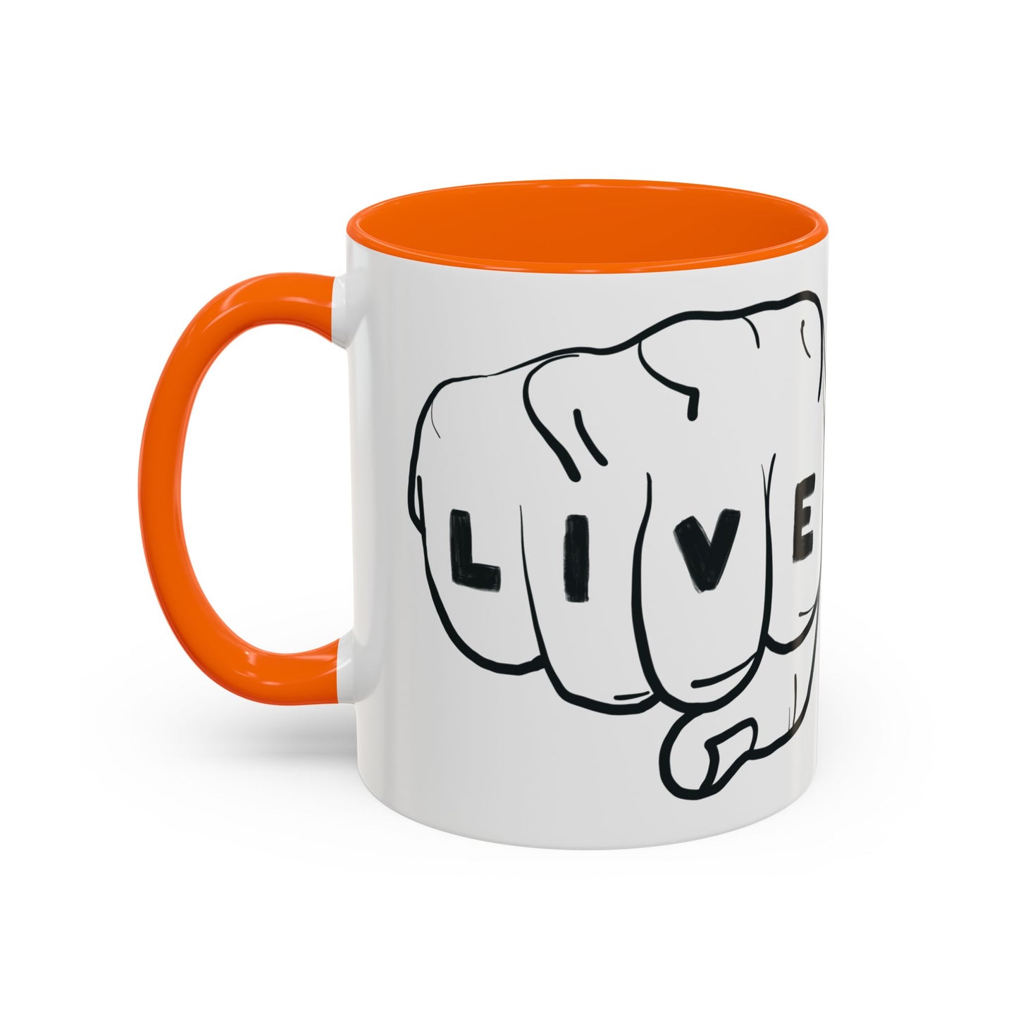Live Loud Knuckle Tats Tattooed Fists Loudest Accent Mug