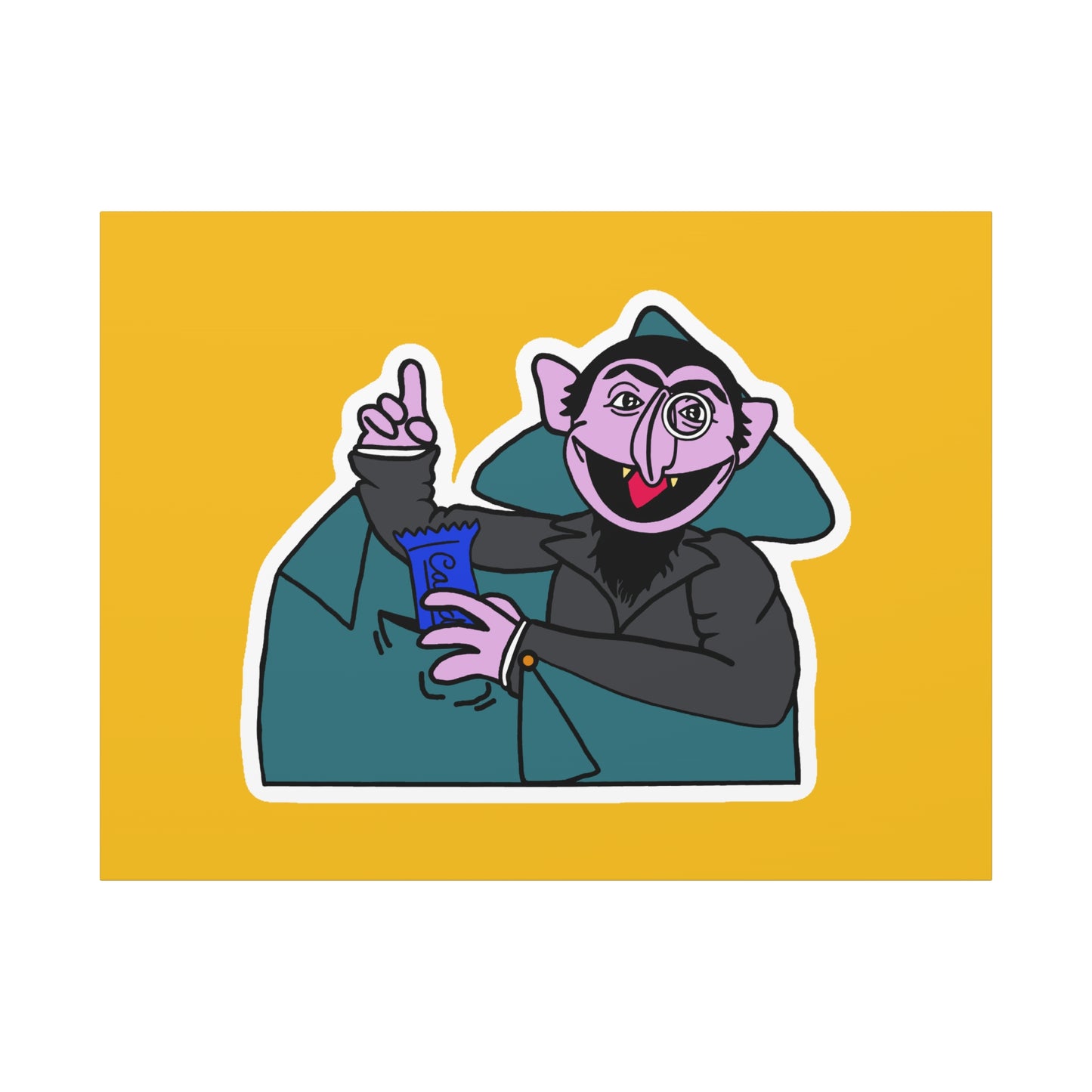 The Count Stealing Candy Canvas Print Yellow - Sesame Street The Count Parody Art