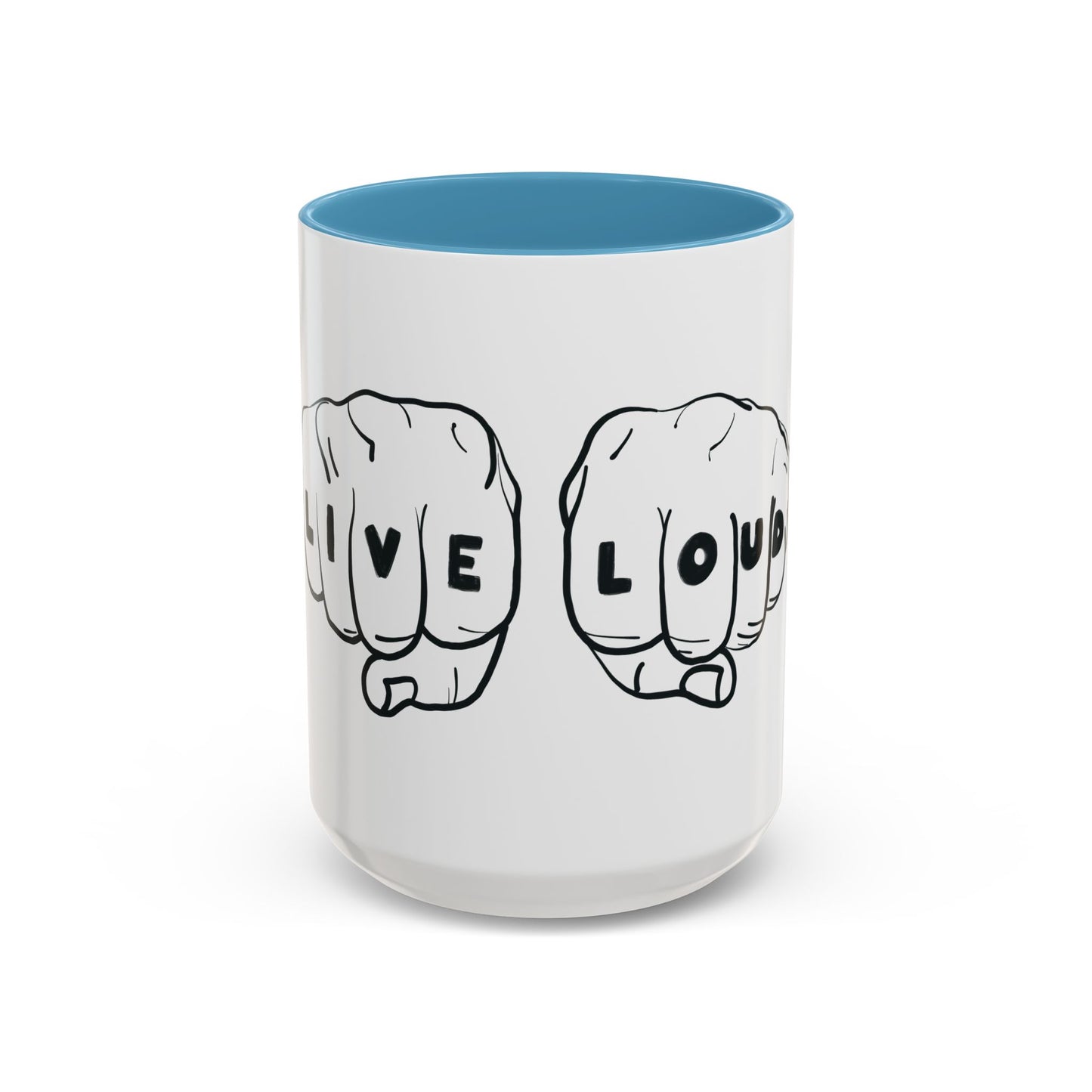 Live Loud Knuckle Tats Tattooed Fists Accent Mug