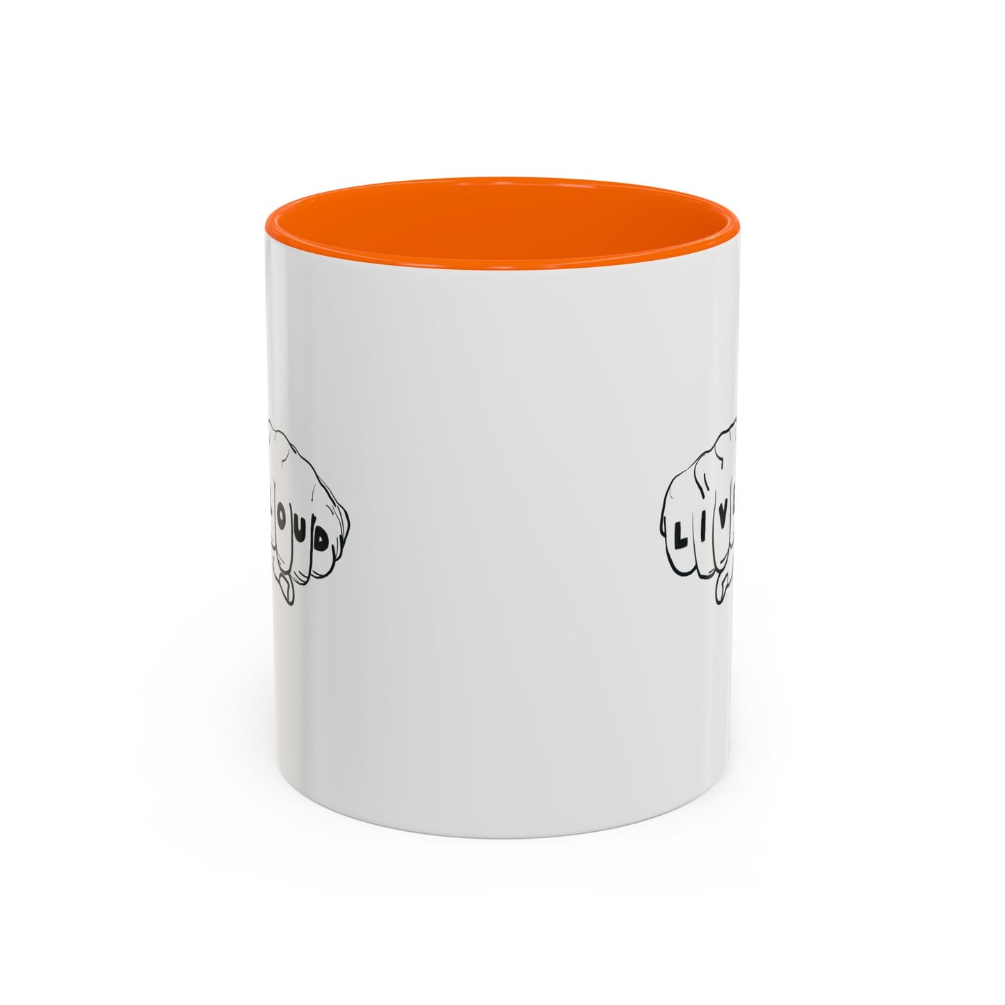 Live Loud Knuckle Tats Tattooed Fists - Four Fists Accent Mug