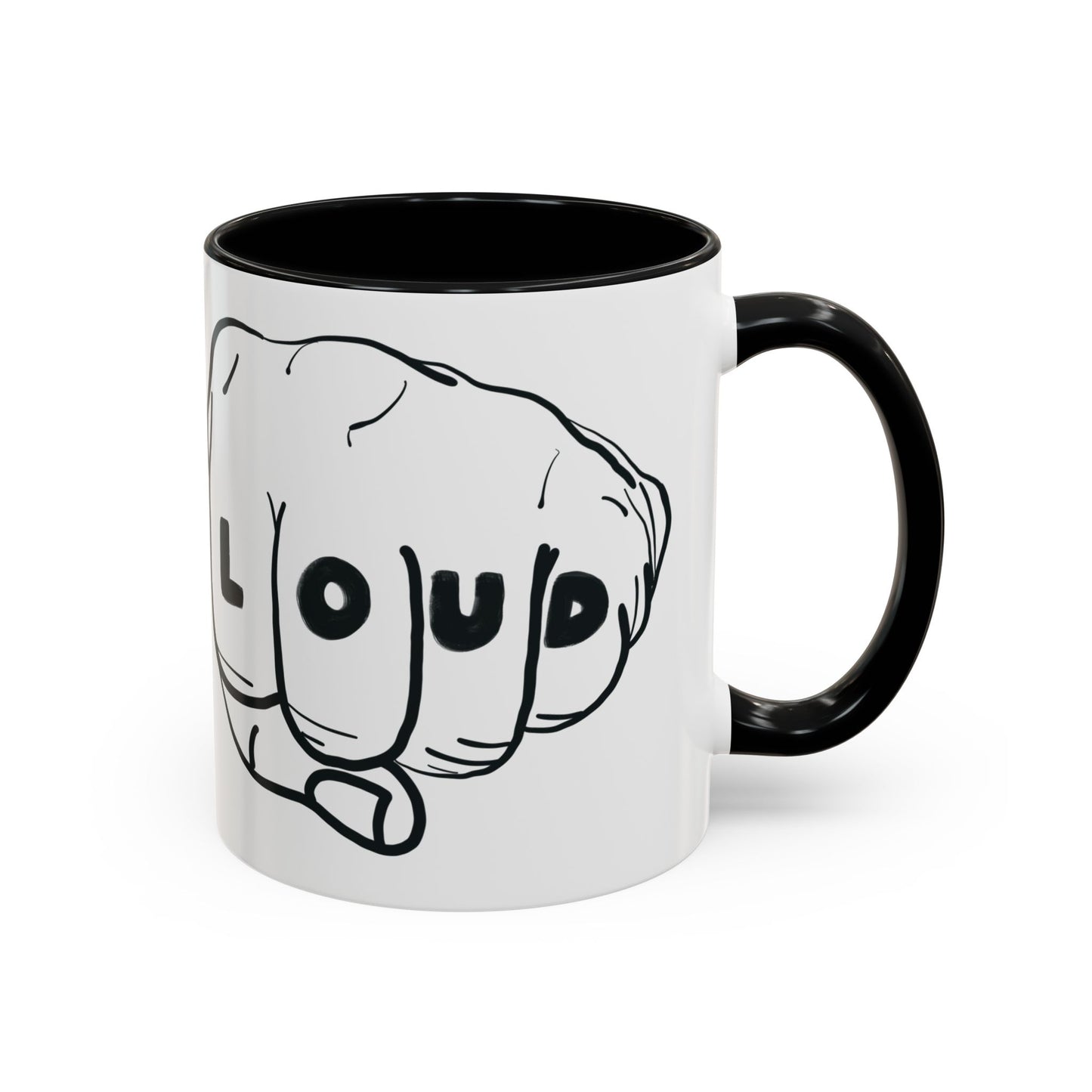 Live Loud Knuckle Tats Tattooed Fists Loudest Accent Mug