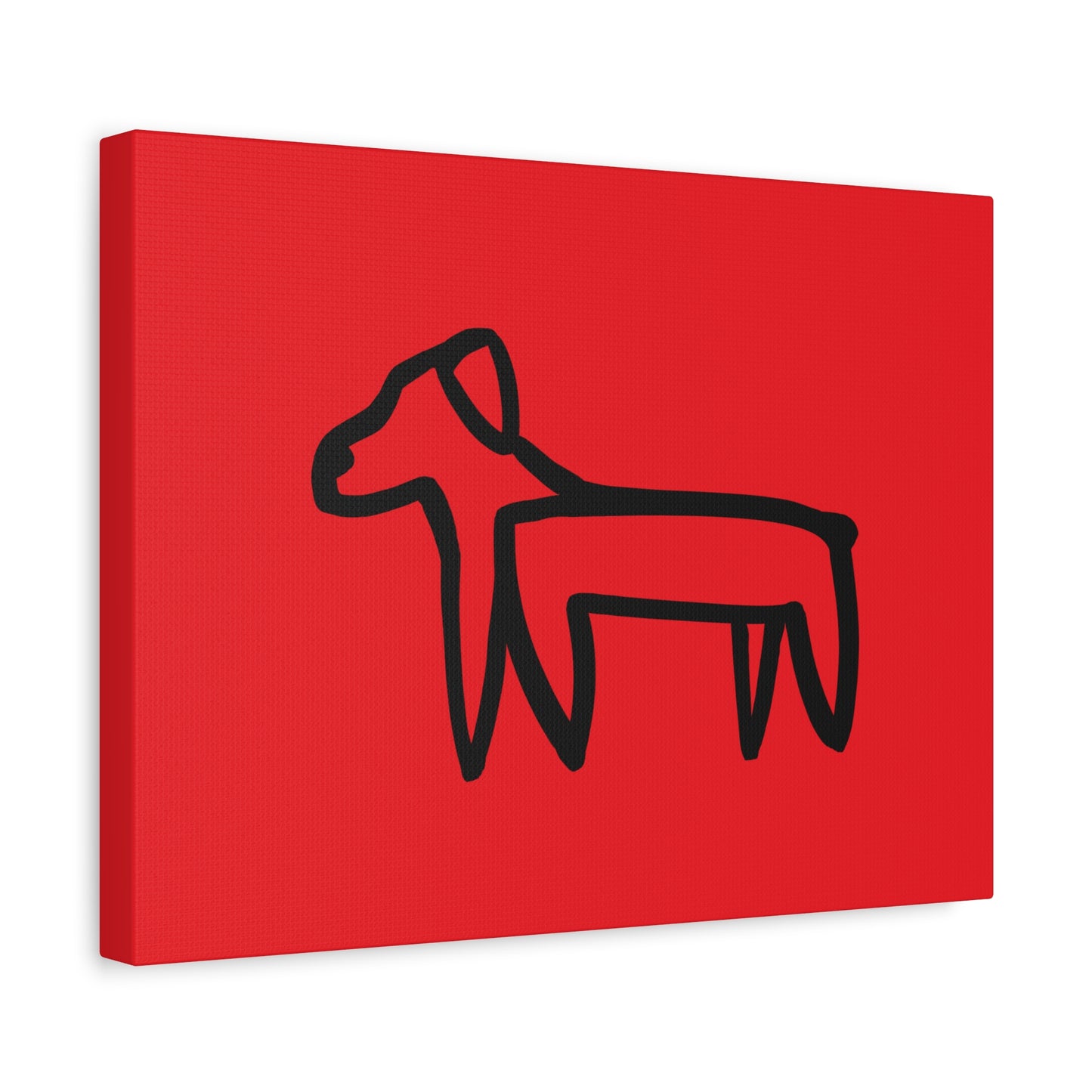 Dog Canvas Print on Red (Transparent Style Black Dog) - Dog Drawing Canvas
