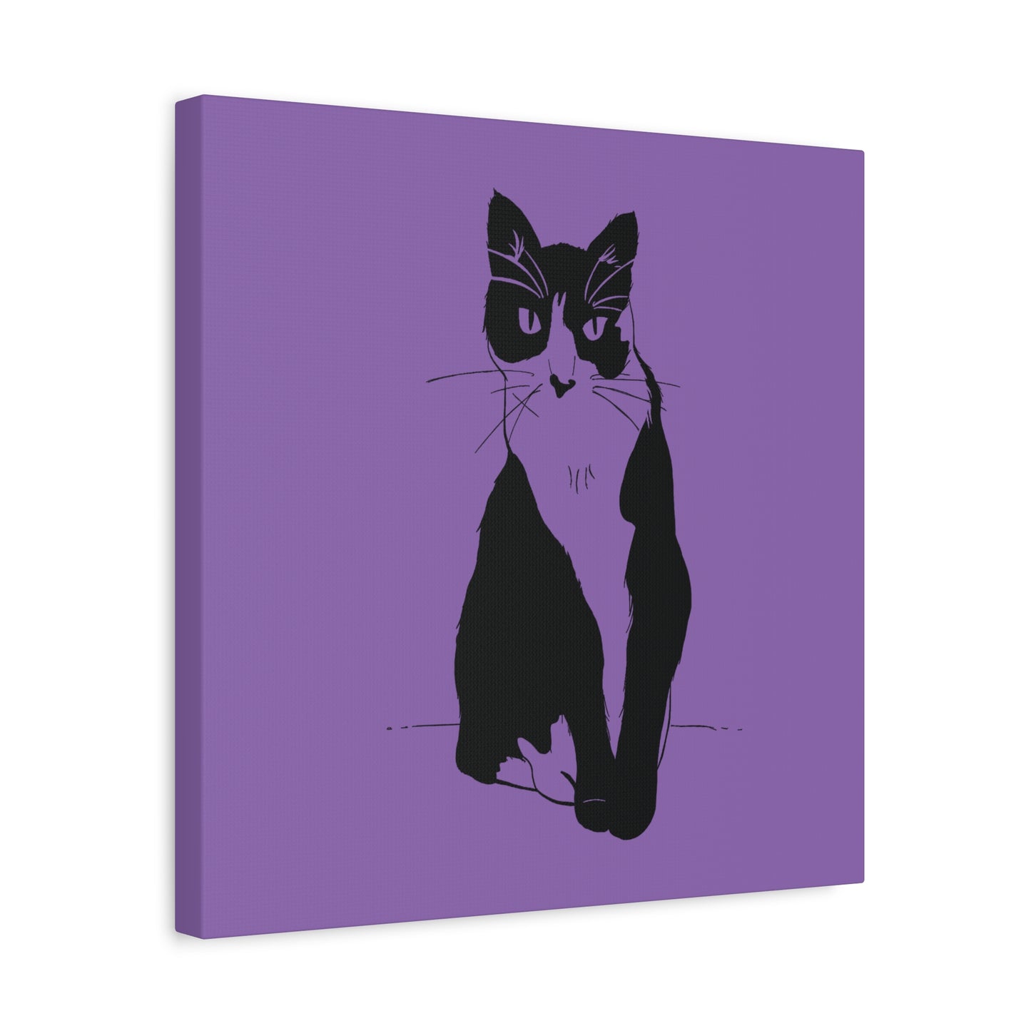 Cat Canvas Print on Purple (Transparent Style Cat) - Cat Drawing Art