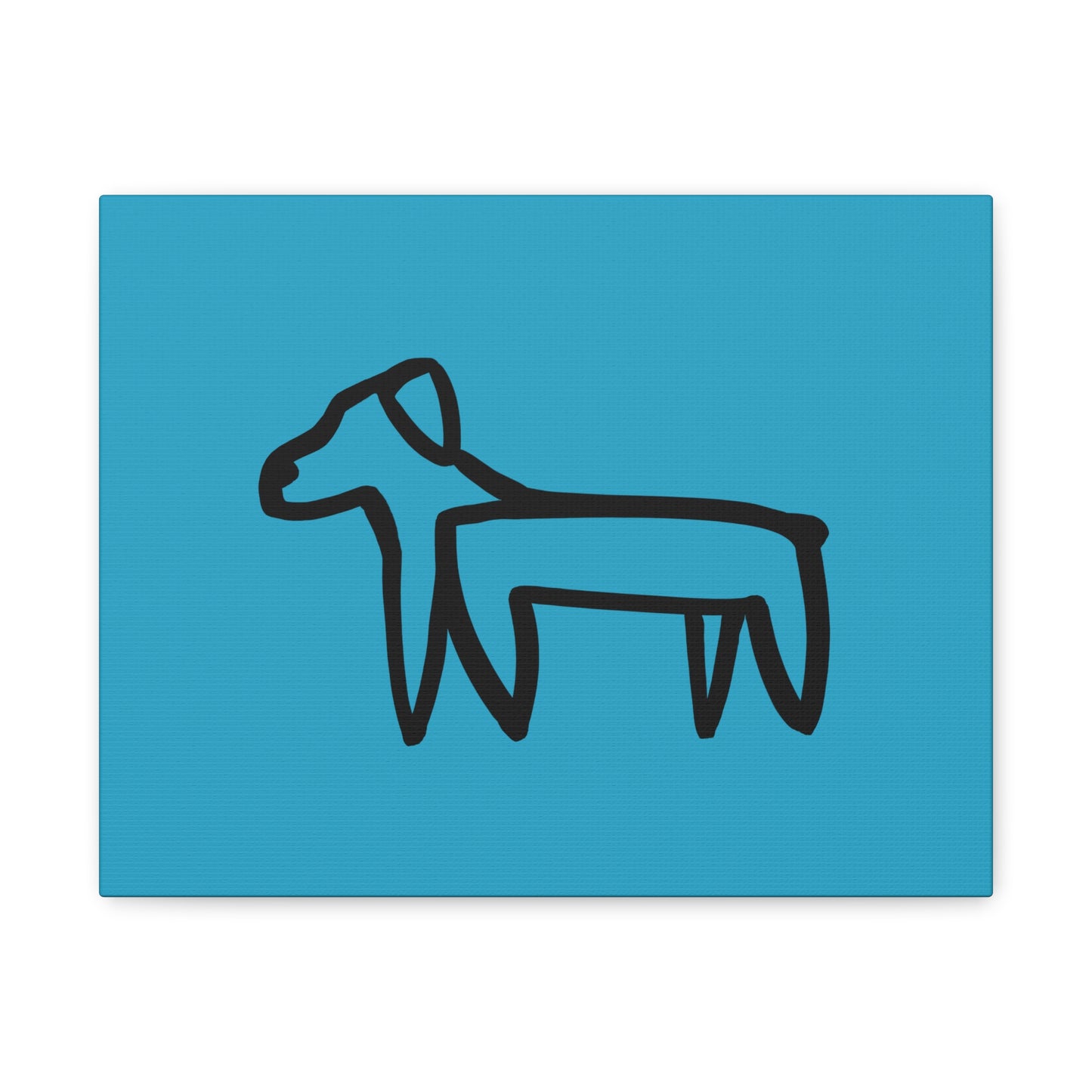 Dog Canvas Print on Turquoise (Transparent Style Black Dog) - Dog Drawing Canvas