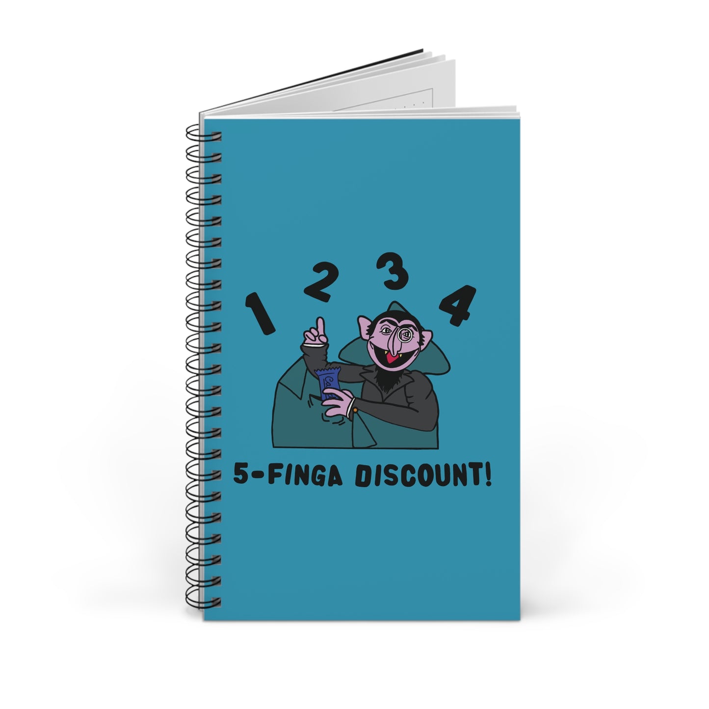 Five Finger Discount Notebook Turquoise - Sesame Street The Count Parody Notebook