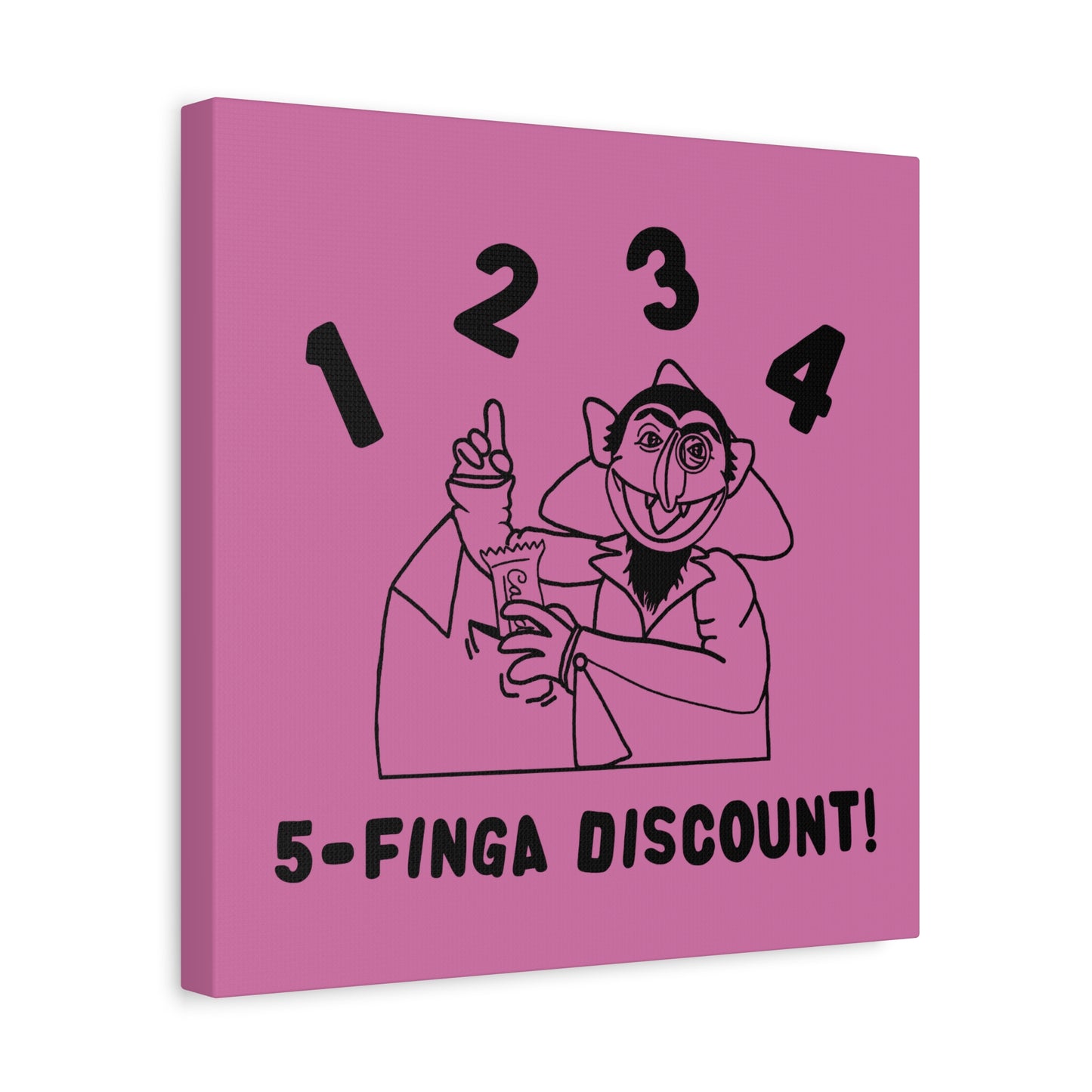 Five Finger Discount Outline Canvas Print Light Pink - Sesame Street The Count Parody Art Print