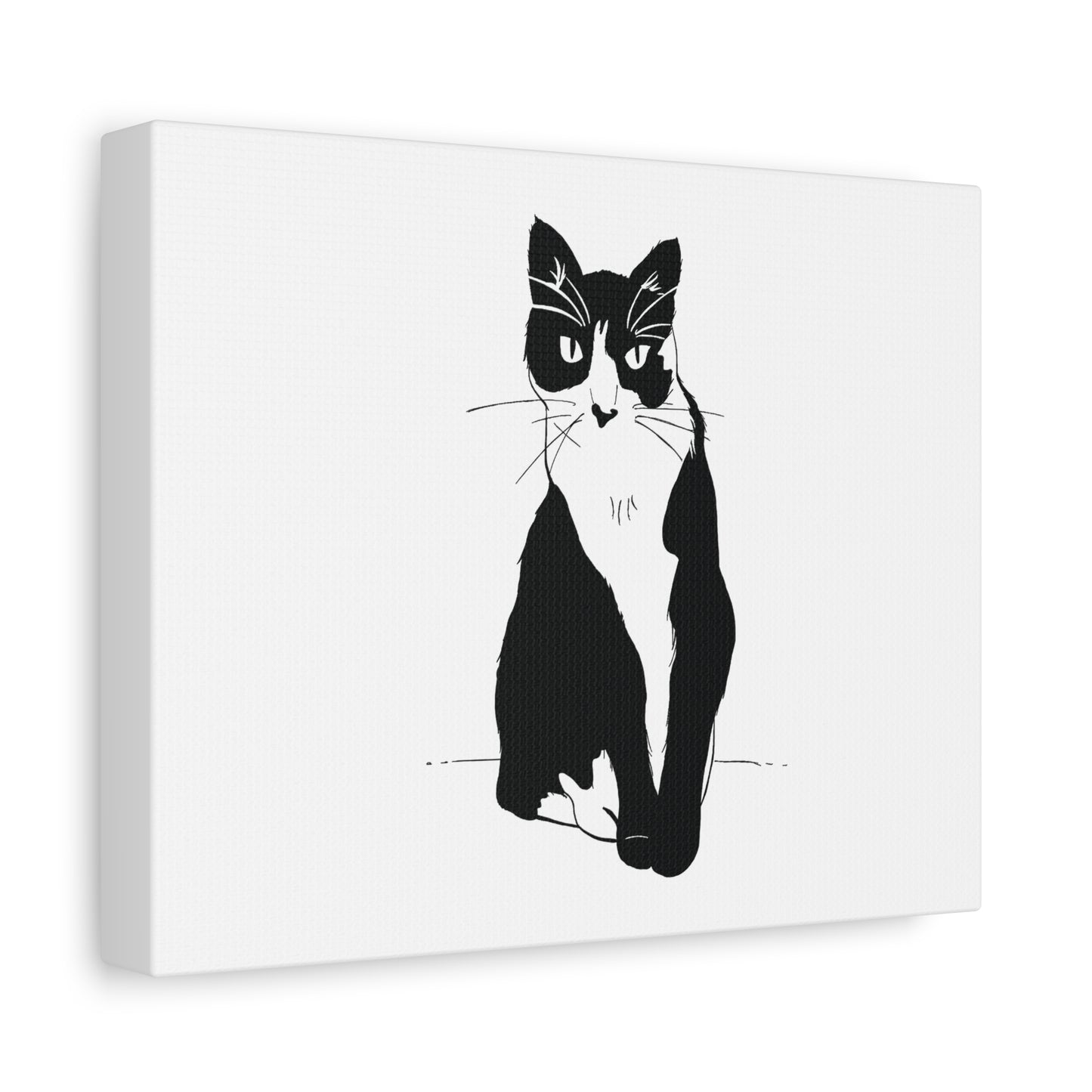Cat Canvas Print on White (Transparent Style Cat) - Cat Drawing Art