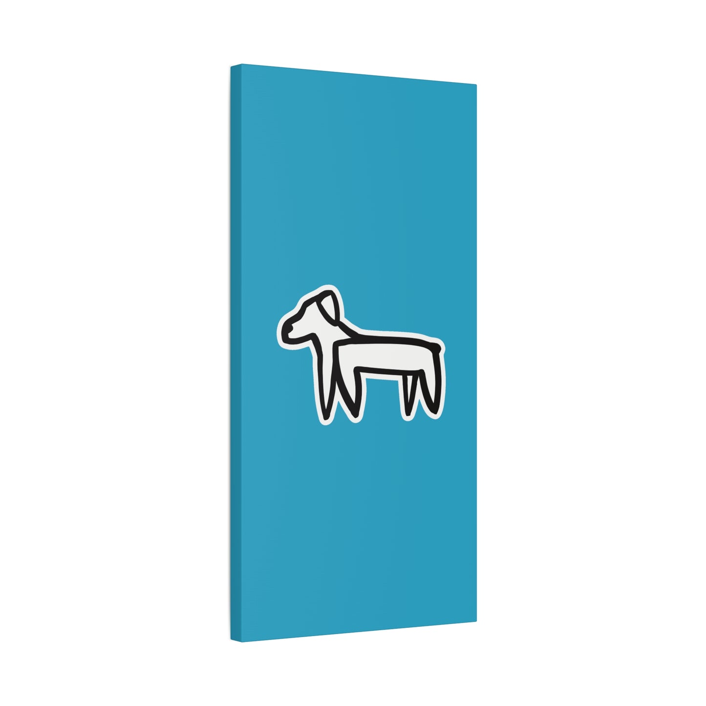 Dog Canvas Print on Turquoise (Sticker Style Black Dog) - Dog Drawing Wall Art