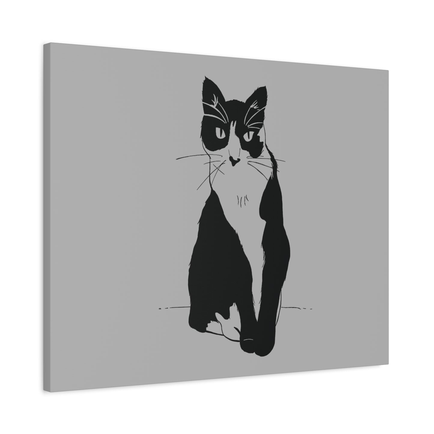Cat Canvas Print on Grey (Transparent Style Cat) - Cat Drawing Art