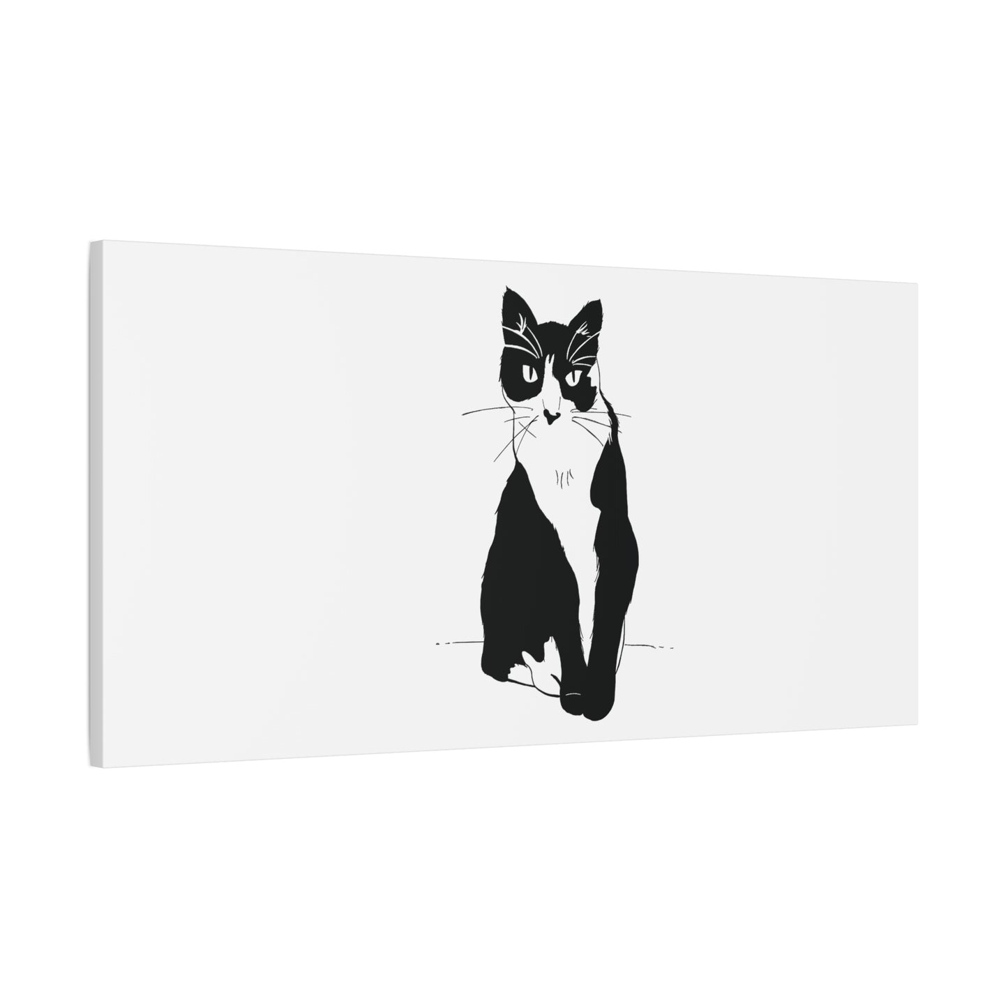 Cat Canvas Print on White (Transparent Style Cat) - Cat Drawing Art