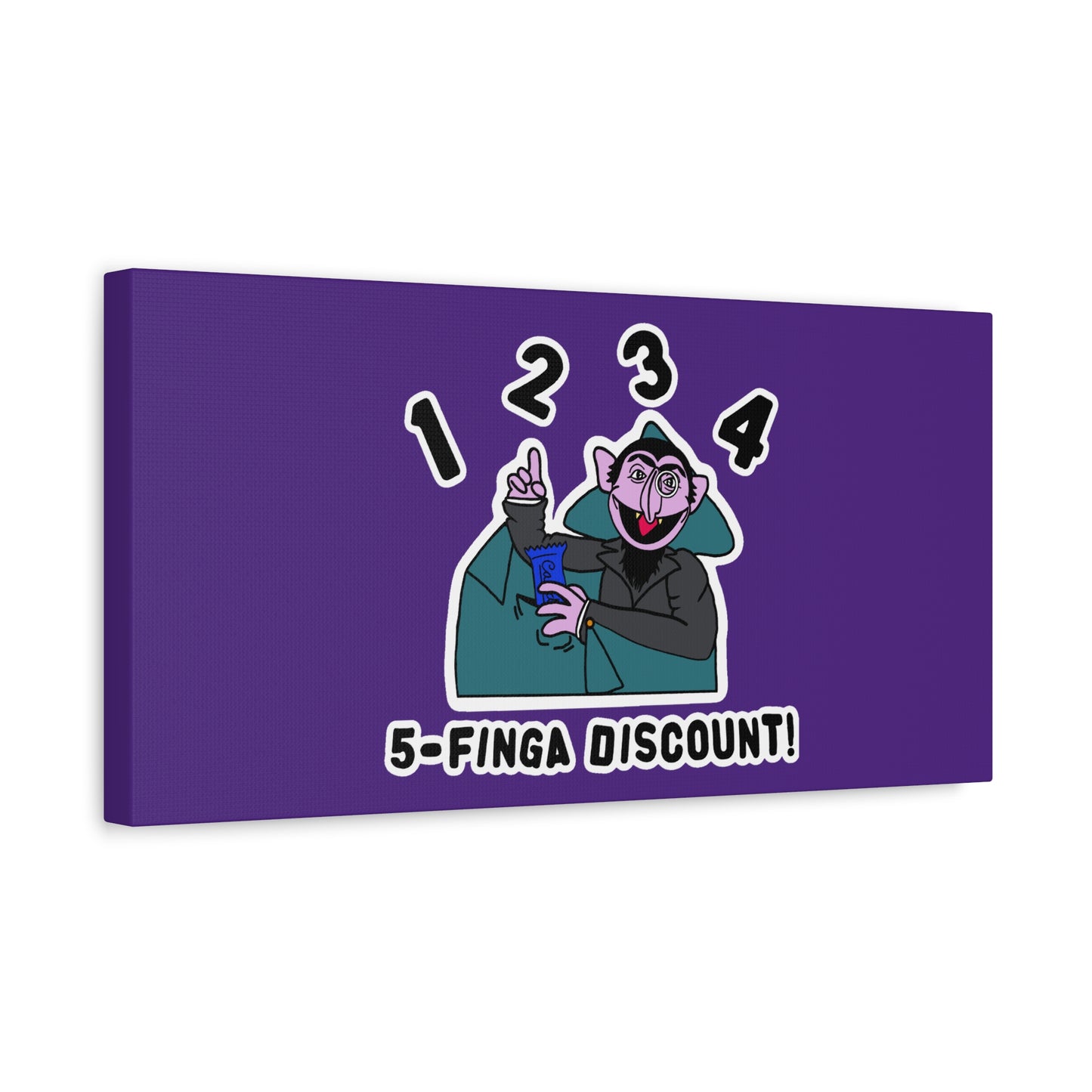 Five Finger Discount Canvas Print Light Purple - Sesame Street The Count Parody Art Print