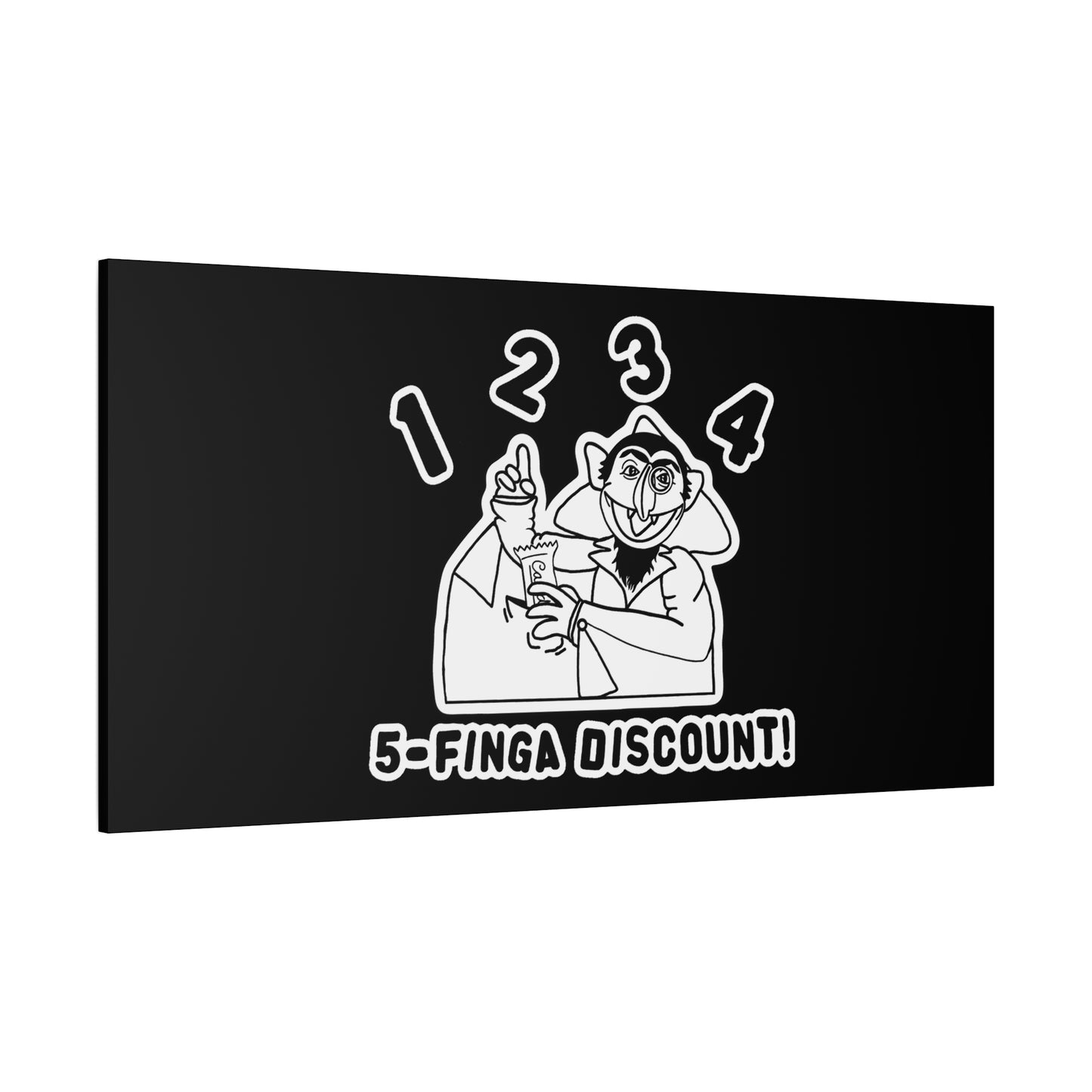 Five Finger Discount Outline Canvas Print Black - Sesame Street The Count Parody Art Print