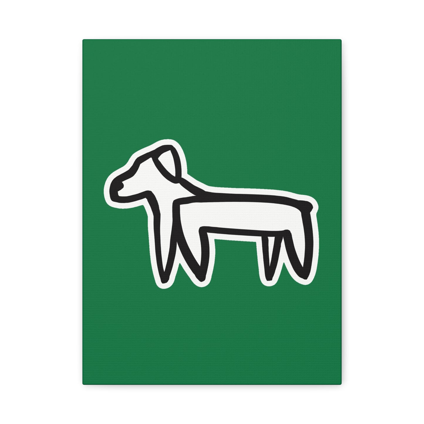 Dog Canvas Print on Green (Sticker Style White Dog) - Dog Art Print