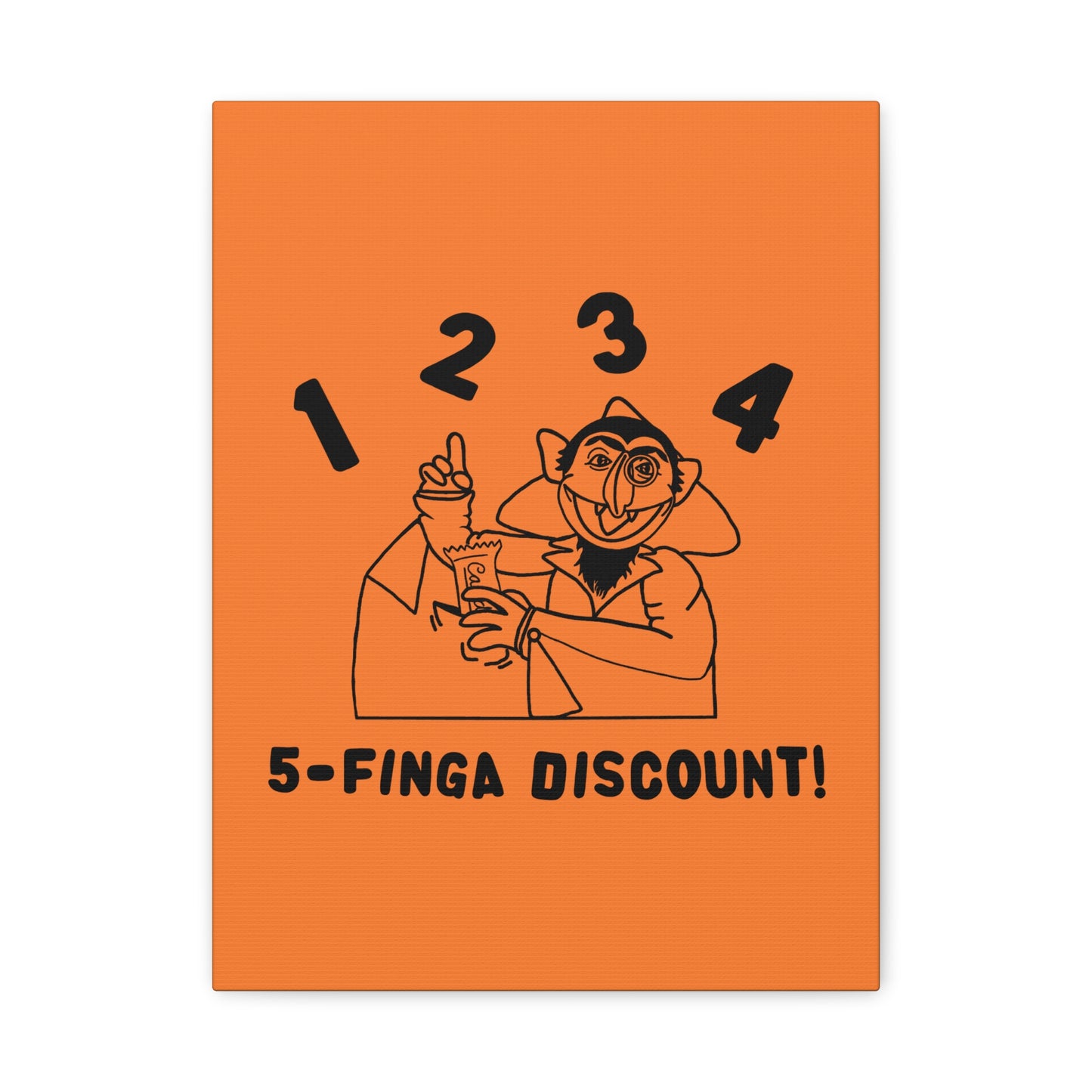 Five Finger Discount Outline Canvas Print Light Orange - Sesame Street The Count Parody Art Print