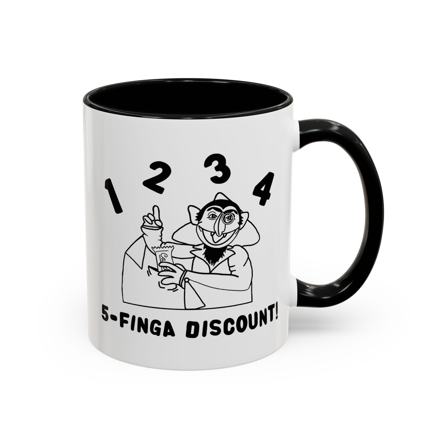 Five Finger Discount Outline Mug - Sesame Street The Count Parody Coffee Mug