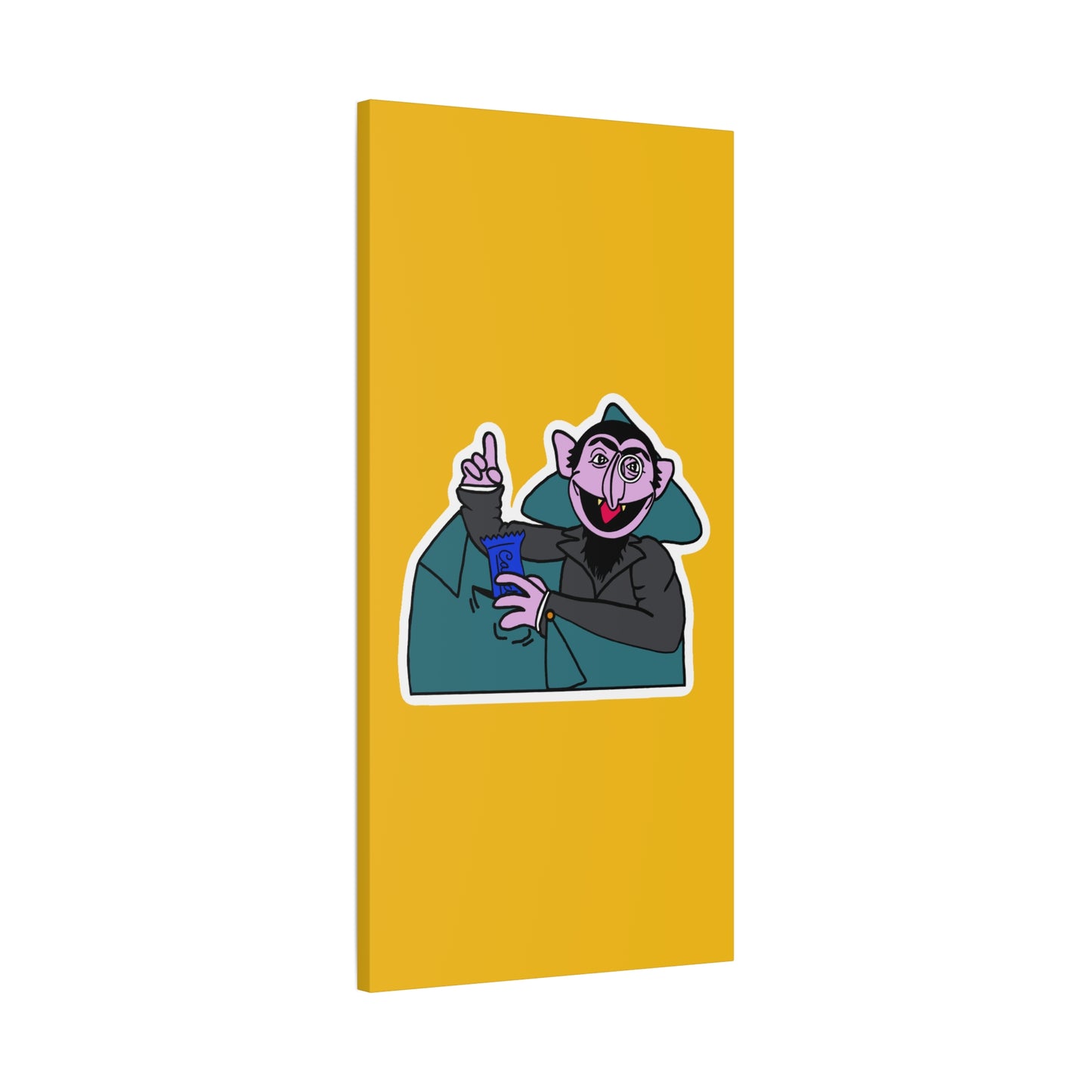 The Count Stealing Candy Canvas Print Yellow - Sesame Street The Count Parody Art