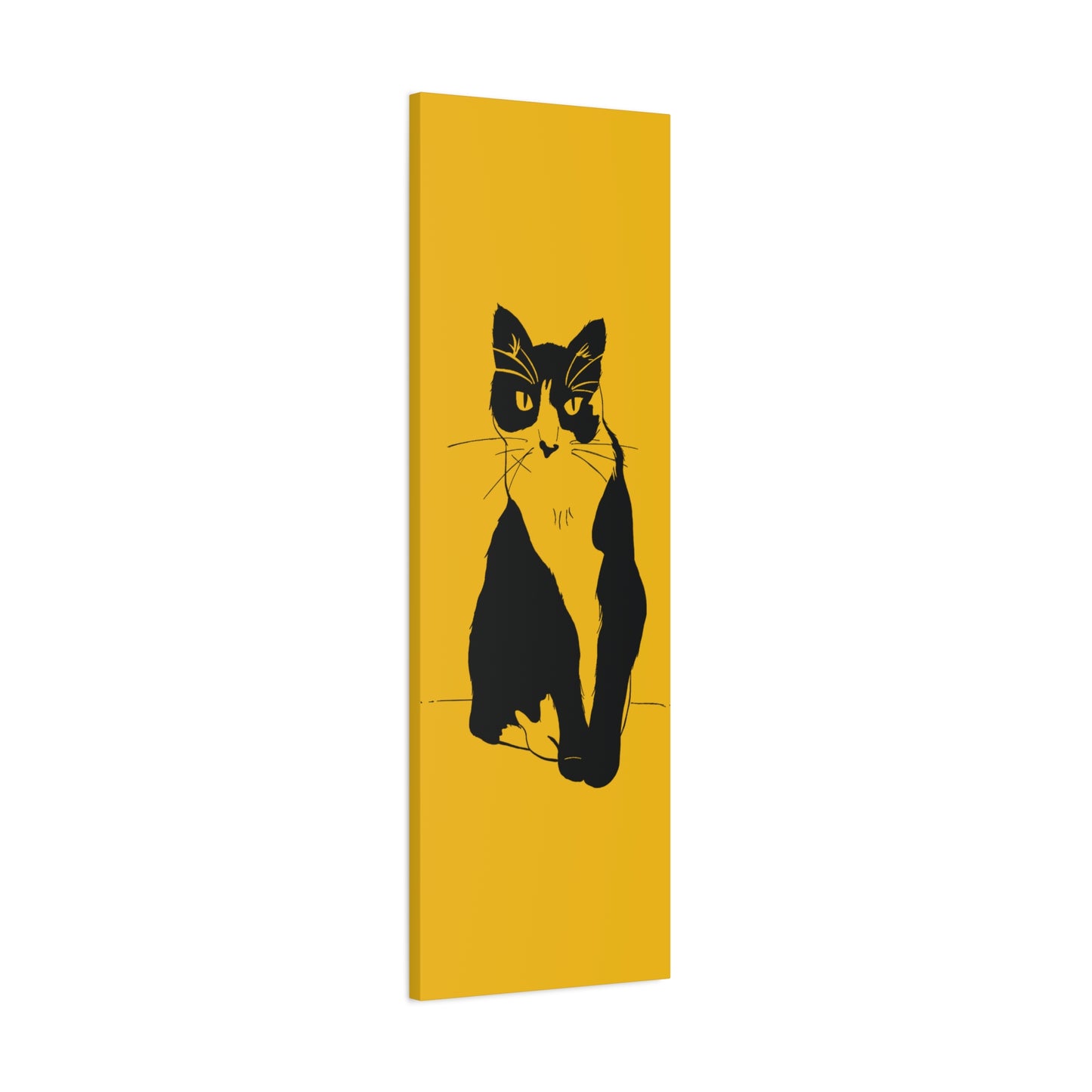 Cat Canvas Print on Yellow (Transparent Style Cat) - Cat Drawing Art