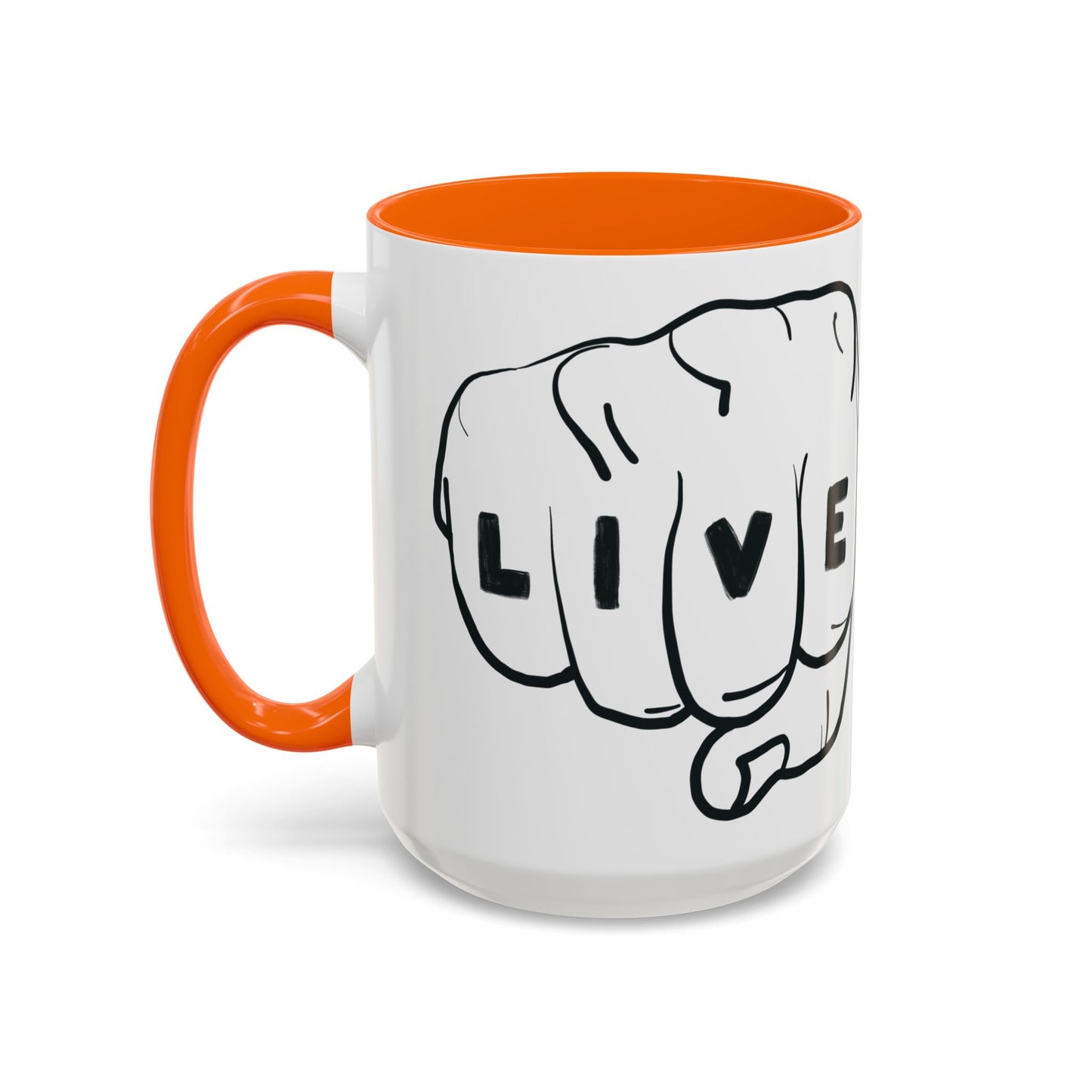 Live Loud Knuckle Tats Tattooed Fists Loudest Accent Mug