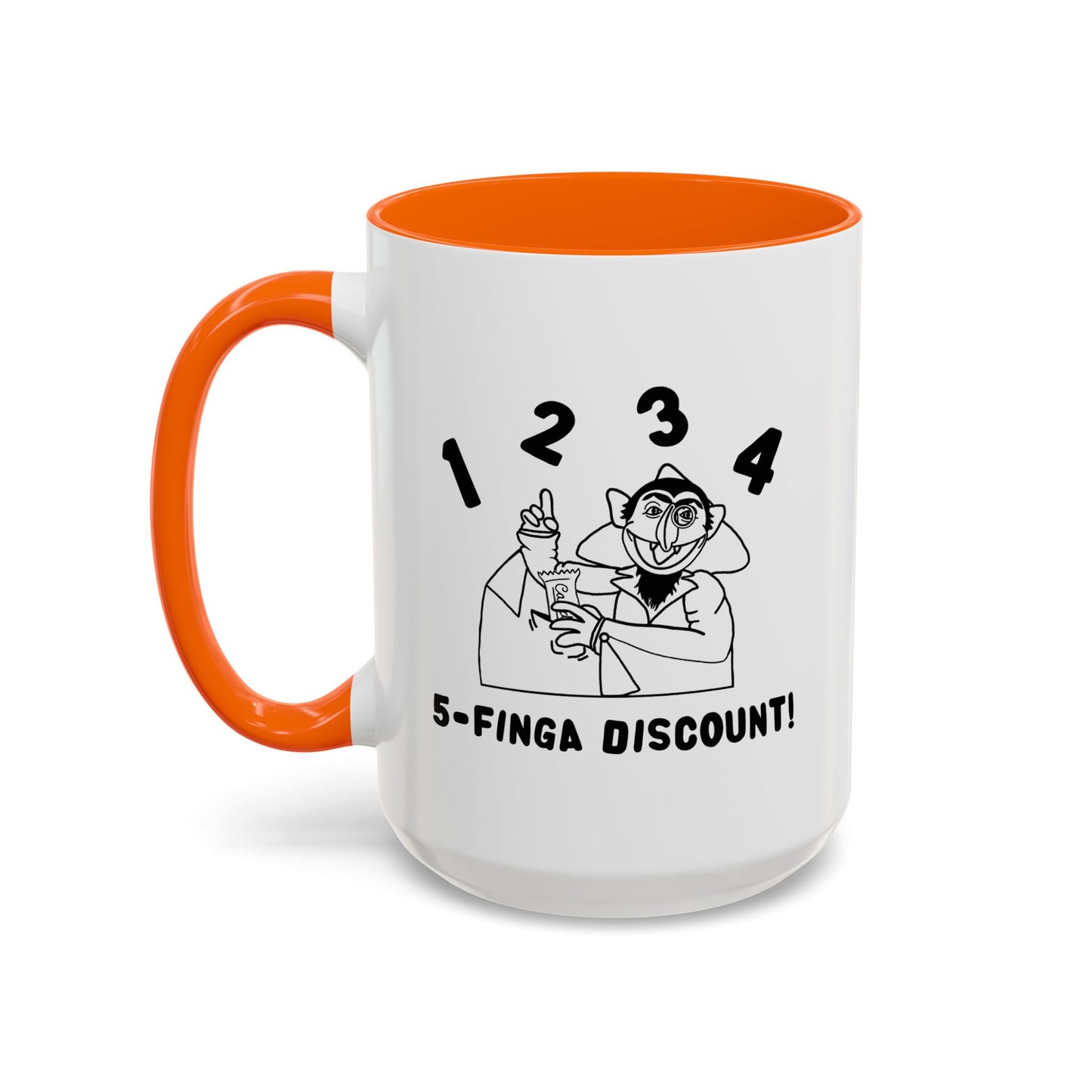 Five Finger Discount Outline Mug - Sesame Street The Count Parody Coffee Mug