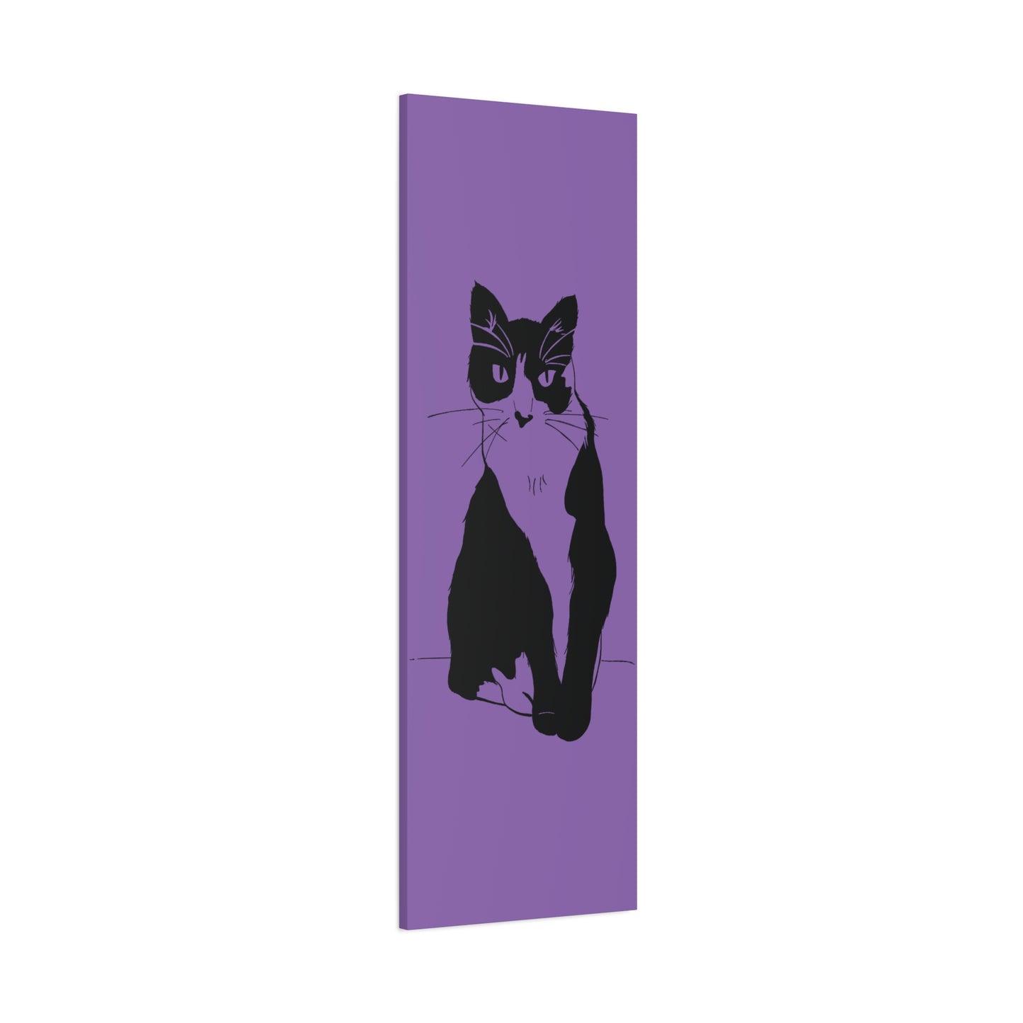 Cat Canvas Print on Purple (Transparent Style Cat) - Cat Drawing Art
