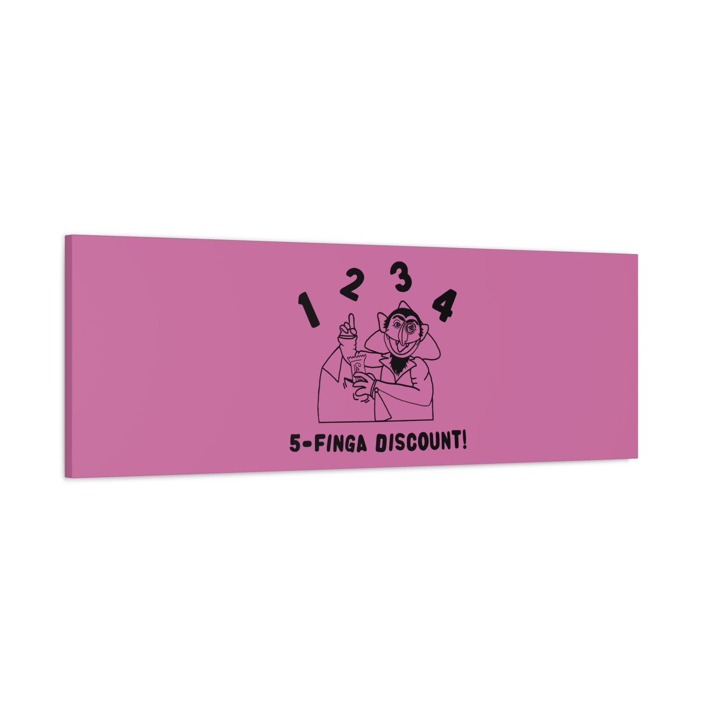 Five Finger Discount Outline Canvas Print Light Pink - Sesame Street The Count Parody Art Print