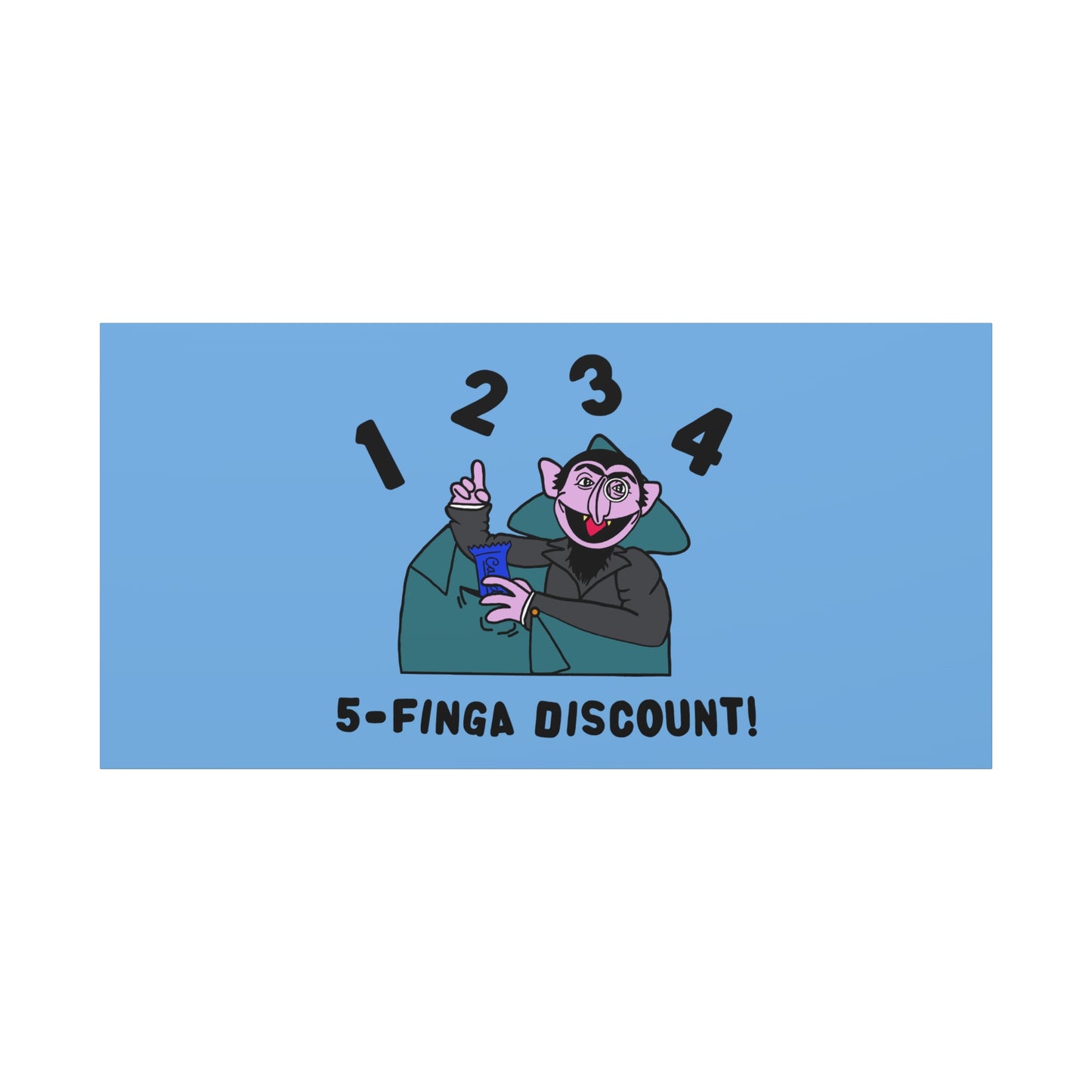 Five Finger Discount Canvas Print Light Blue - Sesame Street The Count Parody Art Print
