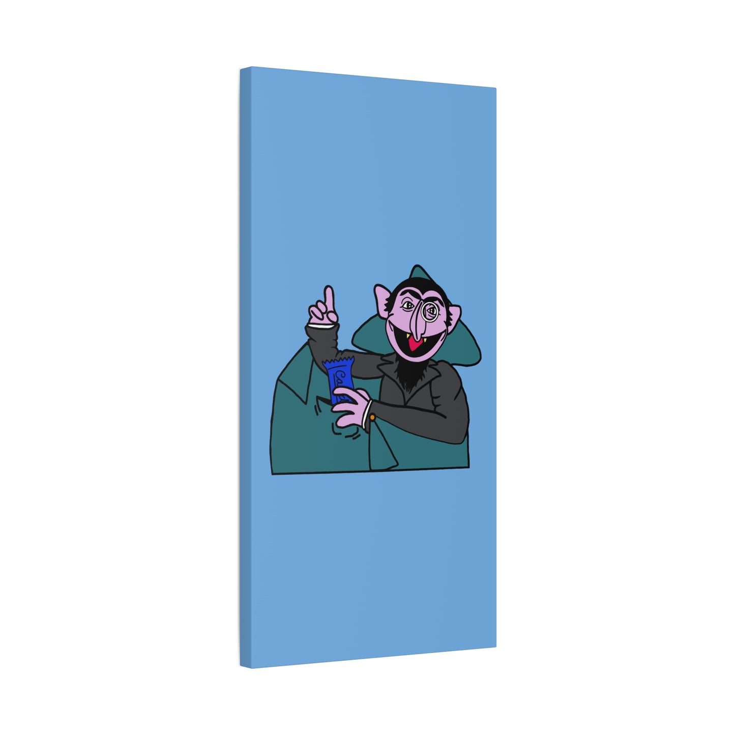 The Count Stealing Candy Canvas Print Light Blue - Sesame Street The Count Parody Art