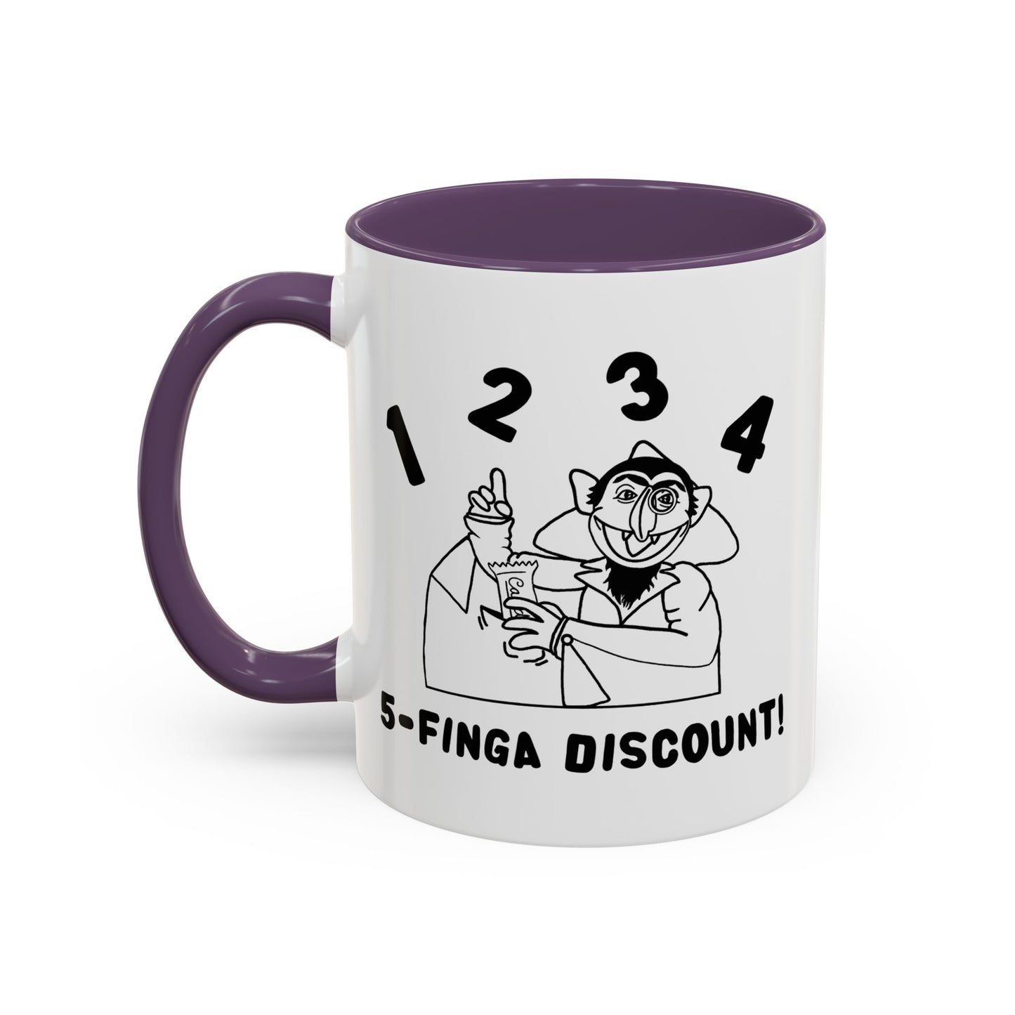 Five Finger Discount Outline Mug - Sesame Street The Count Parody Coffee Mug