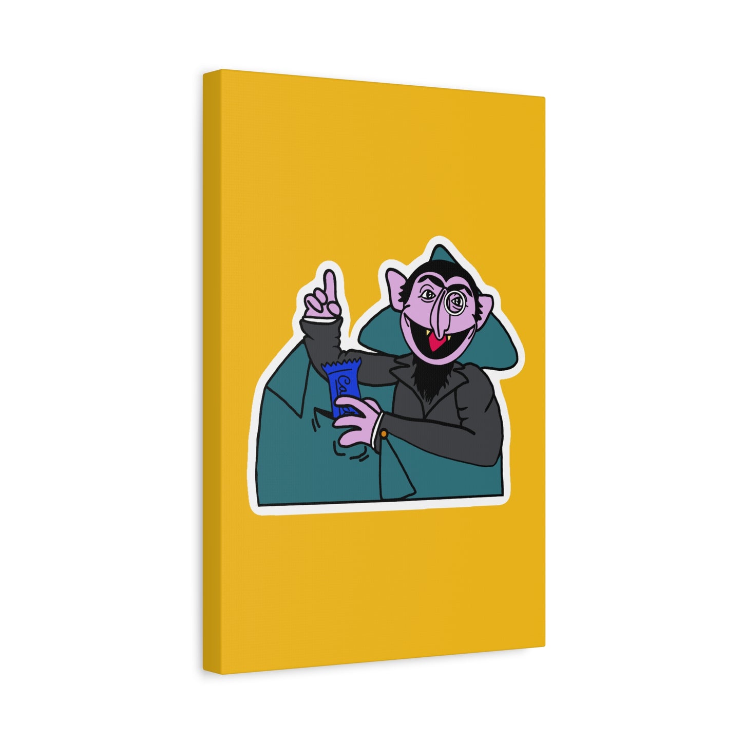 The Count Stealing Candy Canvas Print Yellow - Sesame Street The Count Parody Art