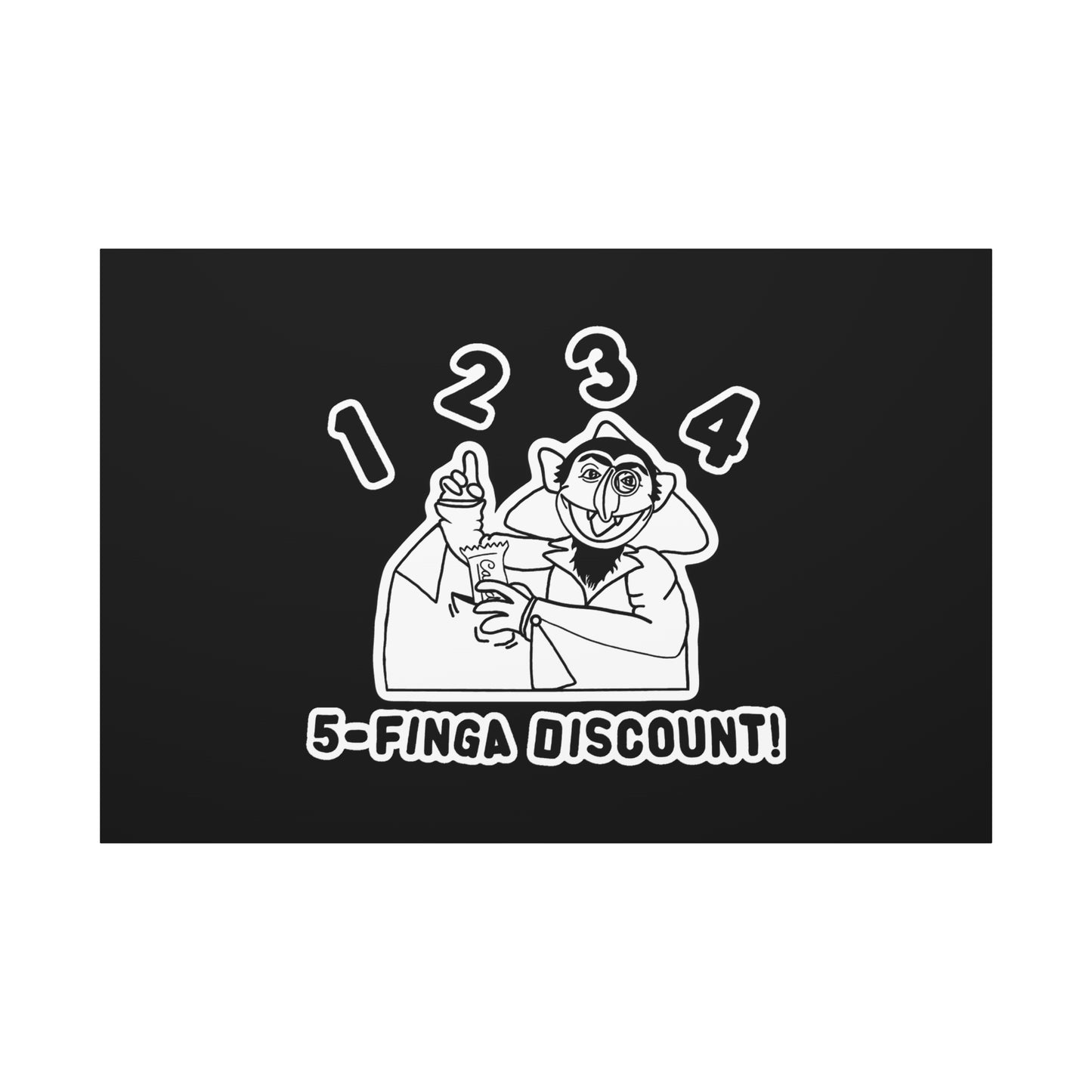 Five Finger Discount Outline Canvas Print Black - Sesame Street The Count Parody Art Print