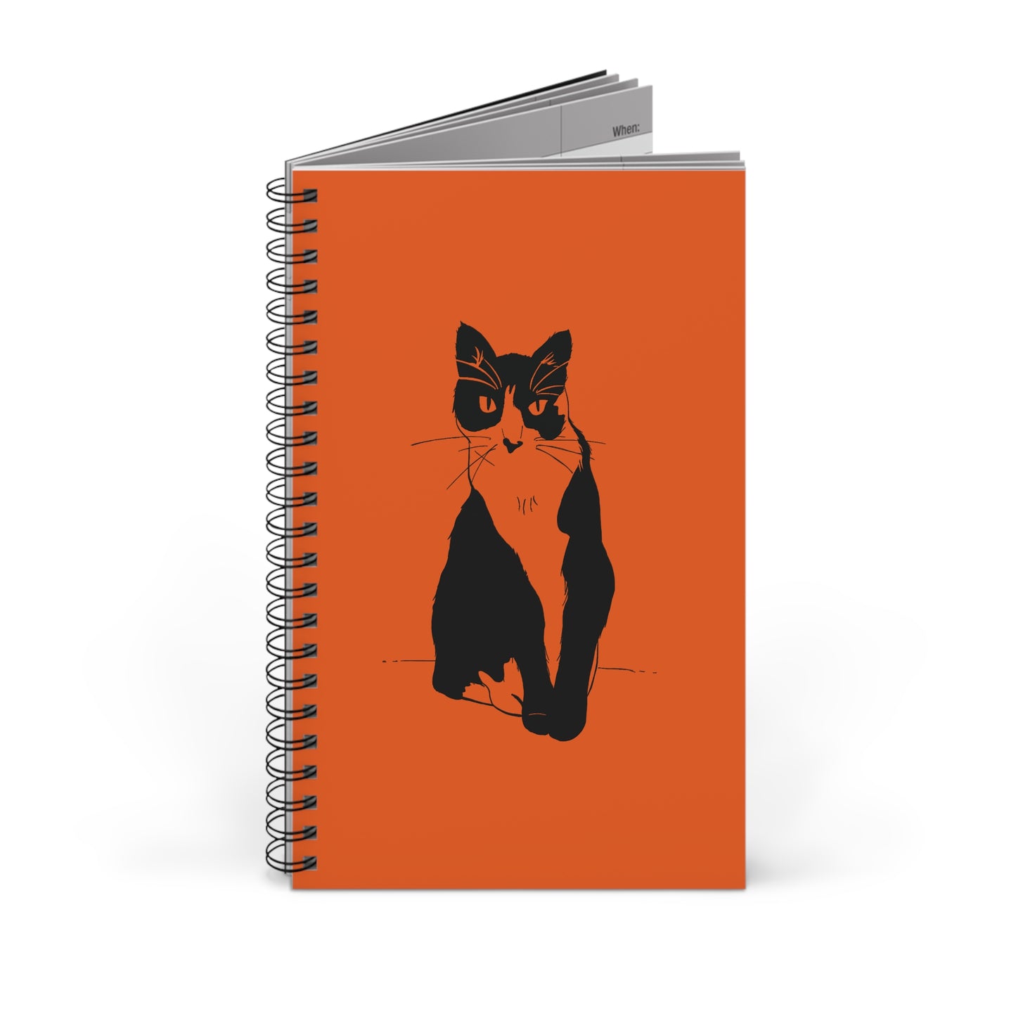 Cat Notebook in Orange (Transparent Style Cat) - Cat Journal Cat Drawing Spiral Notebook