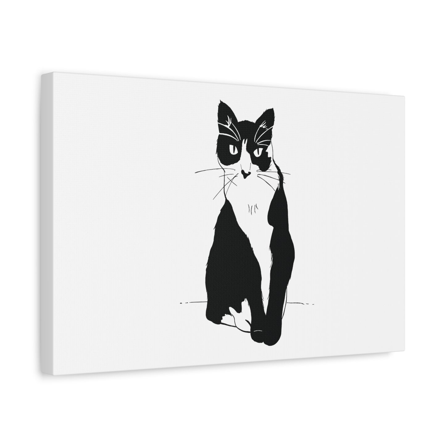Cat Canvas Print on White (Transparent Style Cat) - Cat Drawing Art