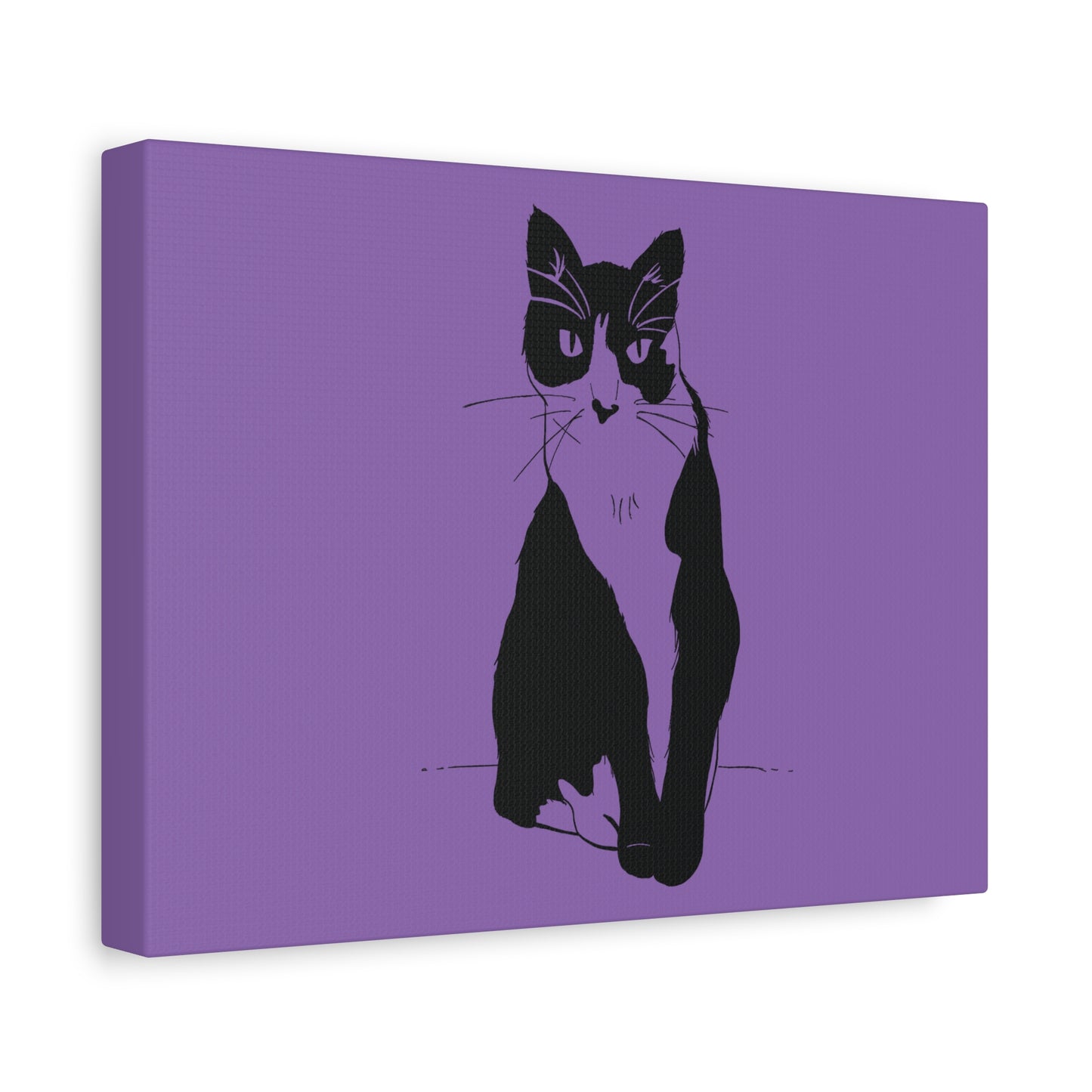 Cat Canvas Print on Purple (Transparent Style Cat) - Cat Drawing Art