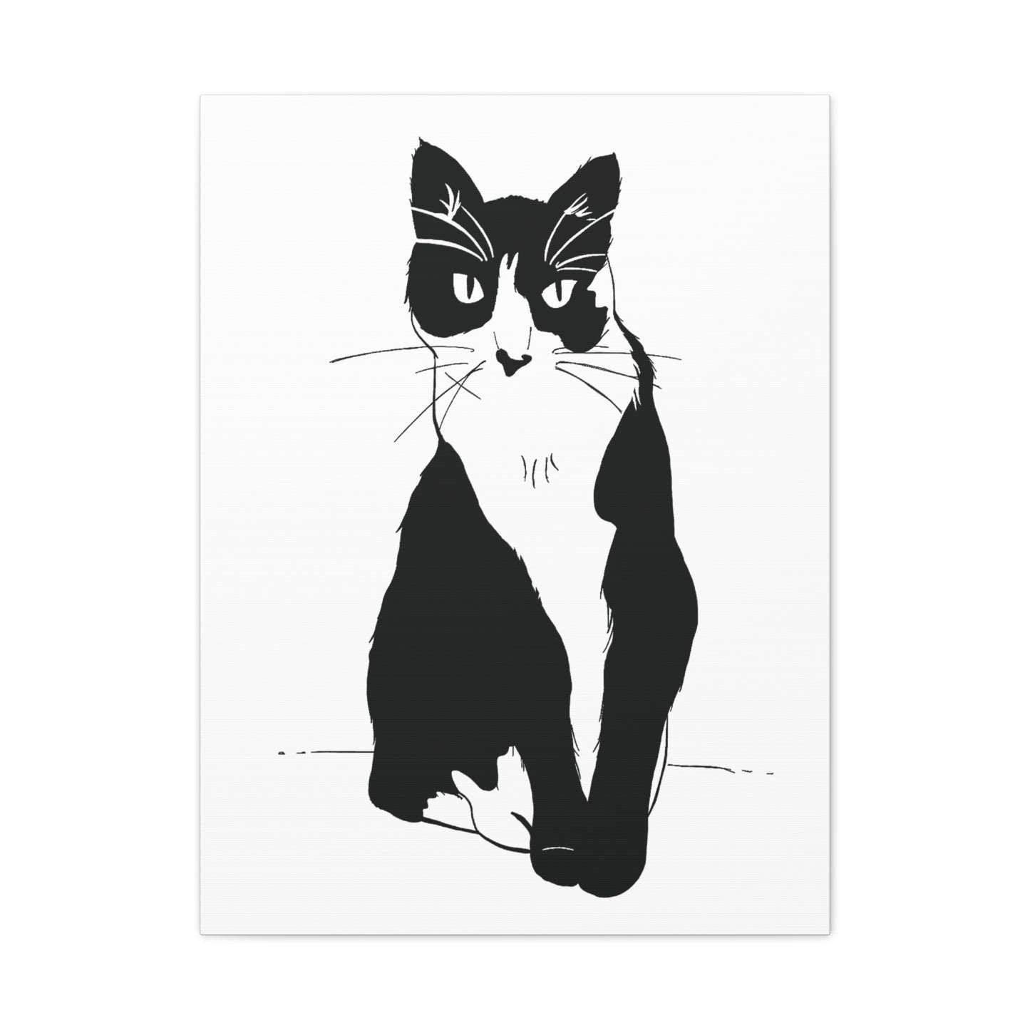 Cat Canvas Print on White (Transparent Style Cat) - Cat Drawing Art