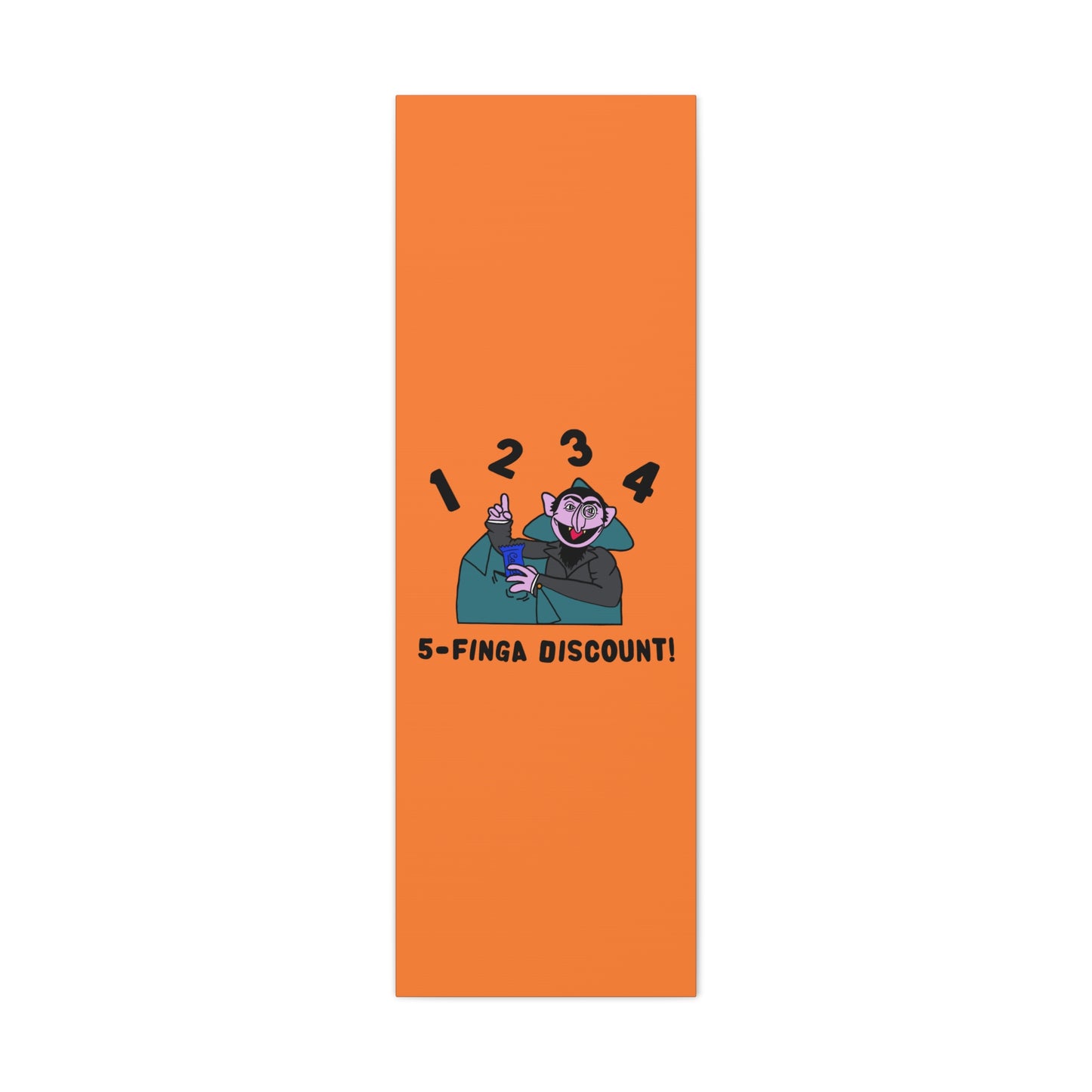 Five Finger Discount Canvas Print Light Orange - Sesame Street The Count Parody Art Print