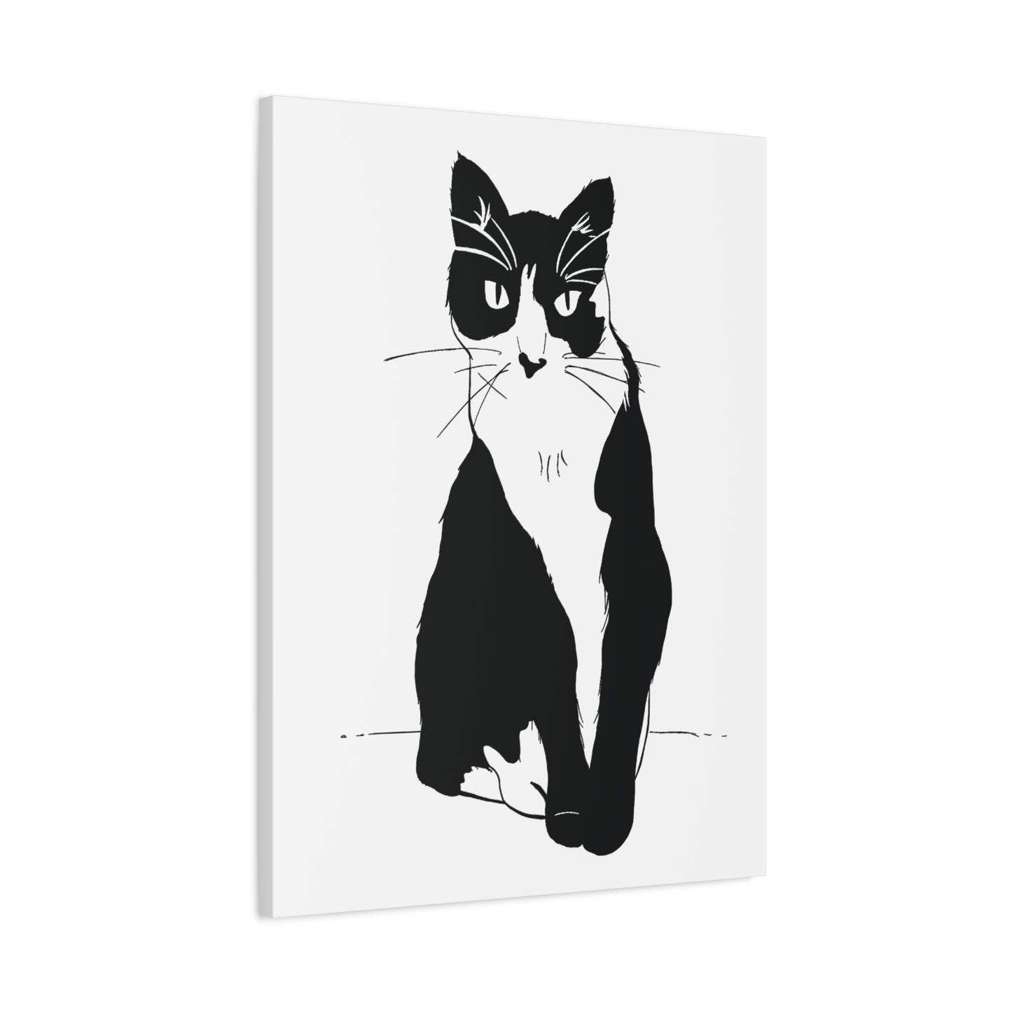 Cat Canvas Print on White (Transparent Style Cat) - Cat Drawing Art