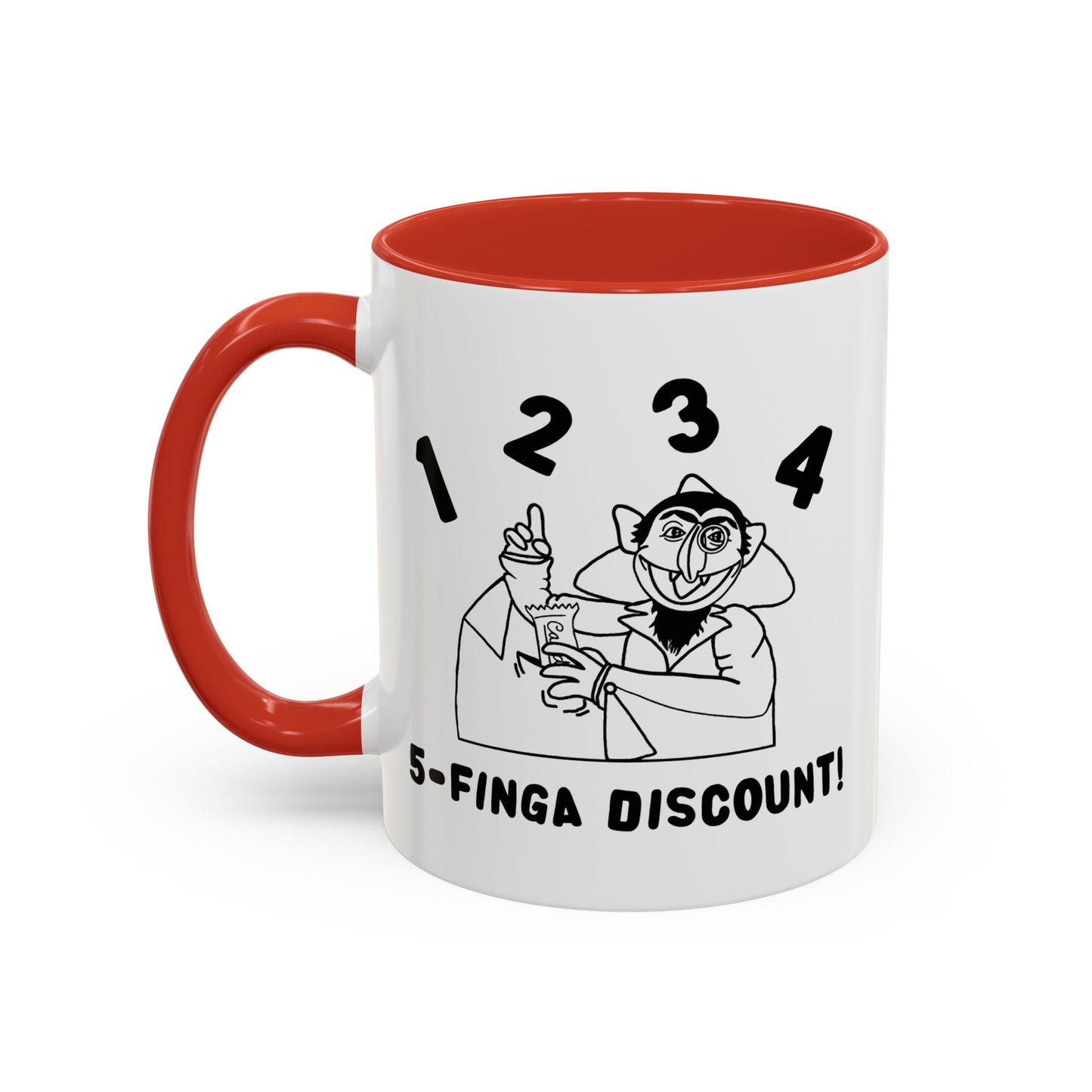 Five Finger Discount Outline Mug - Sesame Street The Count Parody Coffee Mug