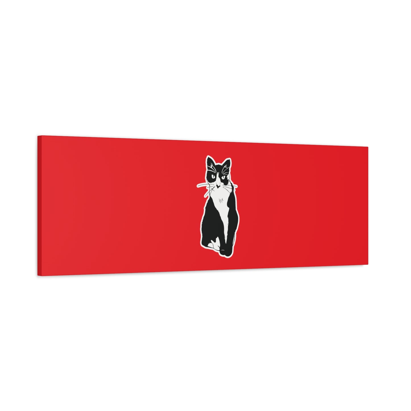 Cat Canvas Print on Red (Sticker Style Cat) - Cat Drawing Art