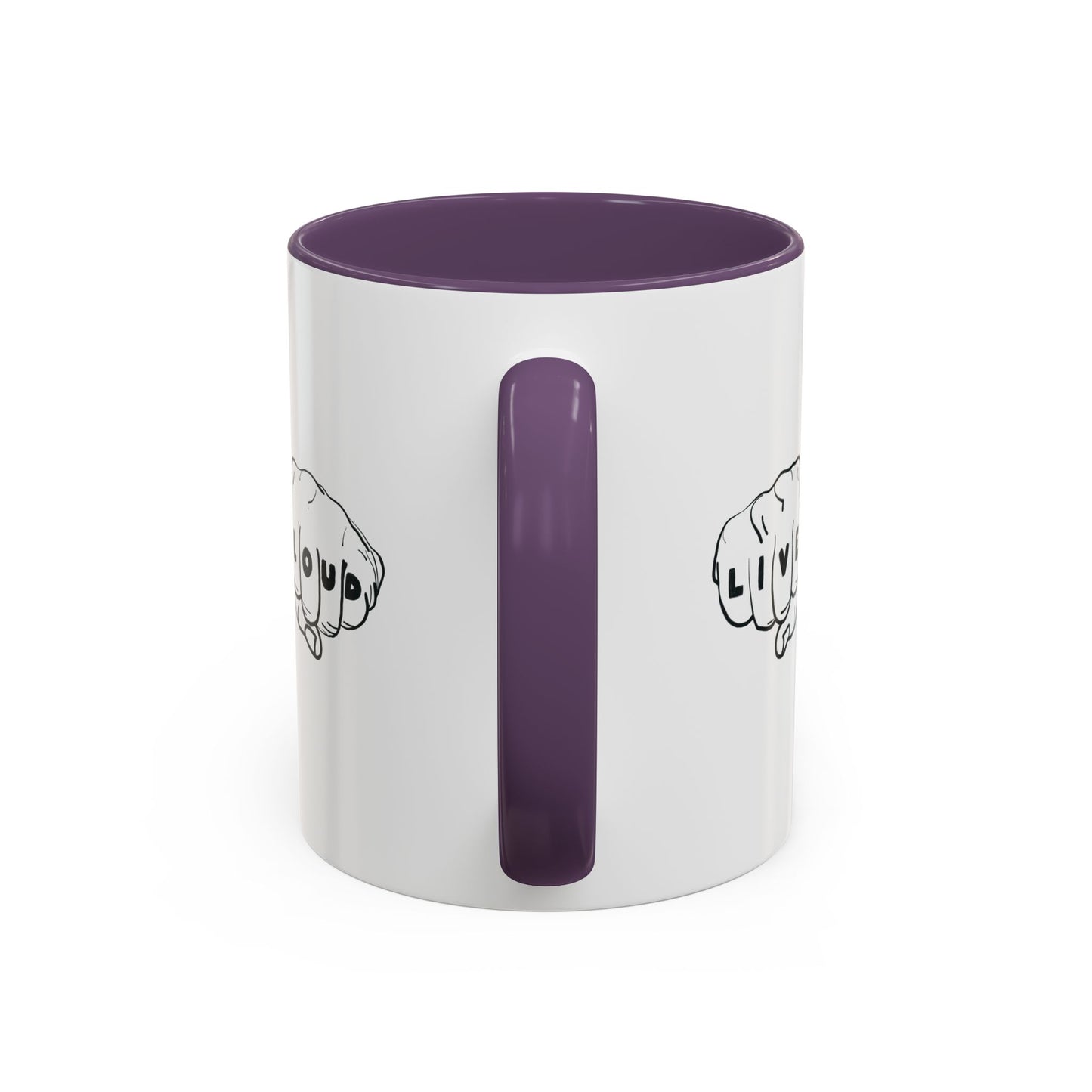 Live Loud Knuckle Tats Tattooed Fists - Four Fists Accent Mug