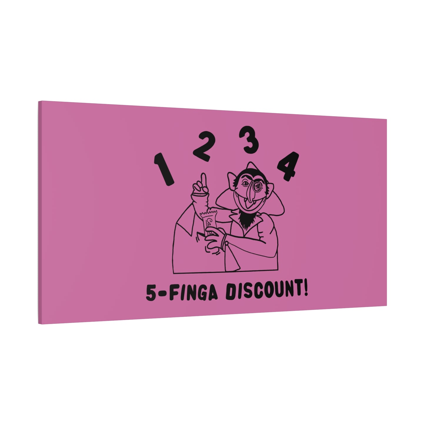 Five Finger Discount Outline Canvas Print Light Pink - Sesame Street The Count Parody Art Print