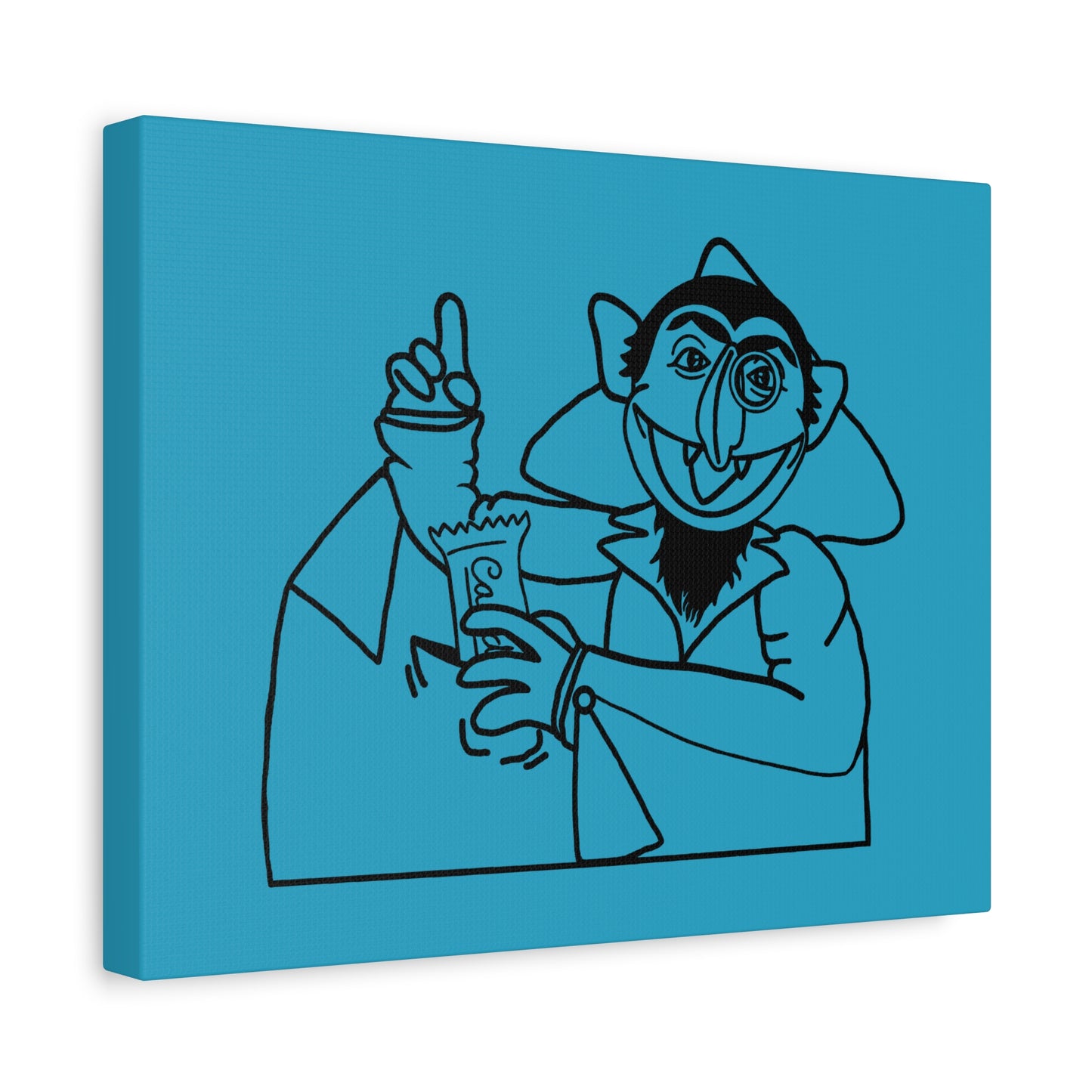 The Count Stealing Candy Outline Canvas Print Turquoise - Sesame Street The Count Art Print
