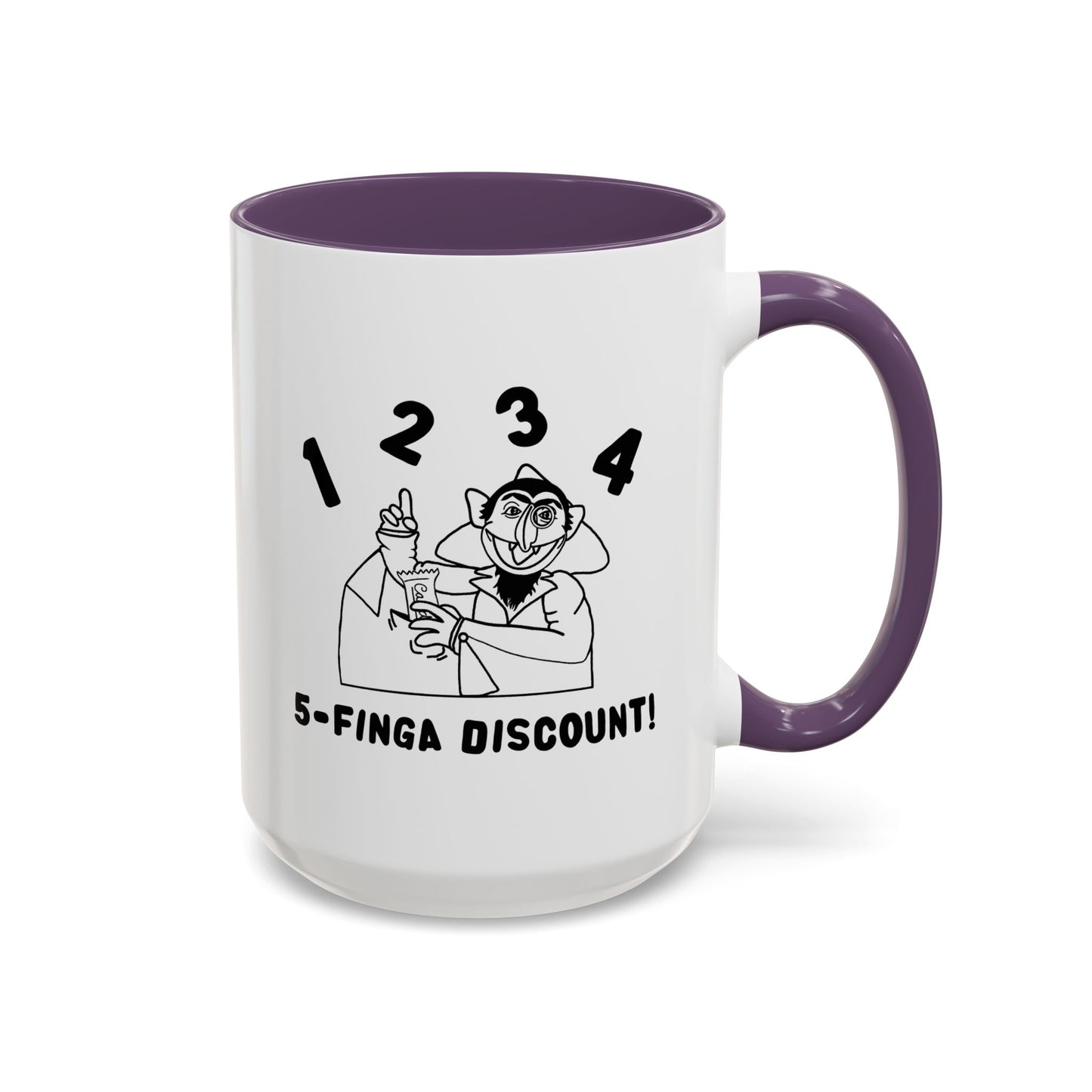 Five Finger Discount Outline Mug - Sesame Street The Count Parody Coffee Mug