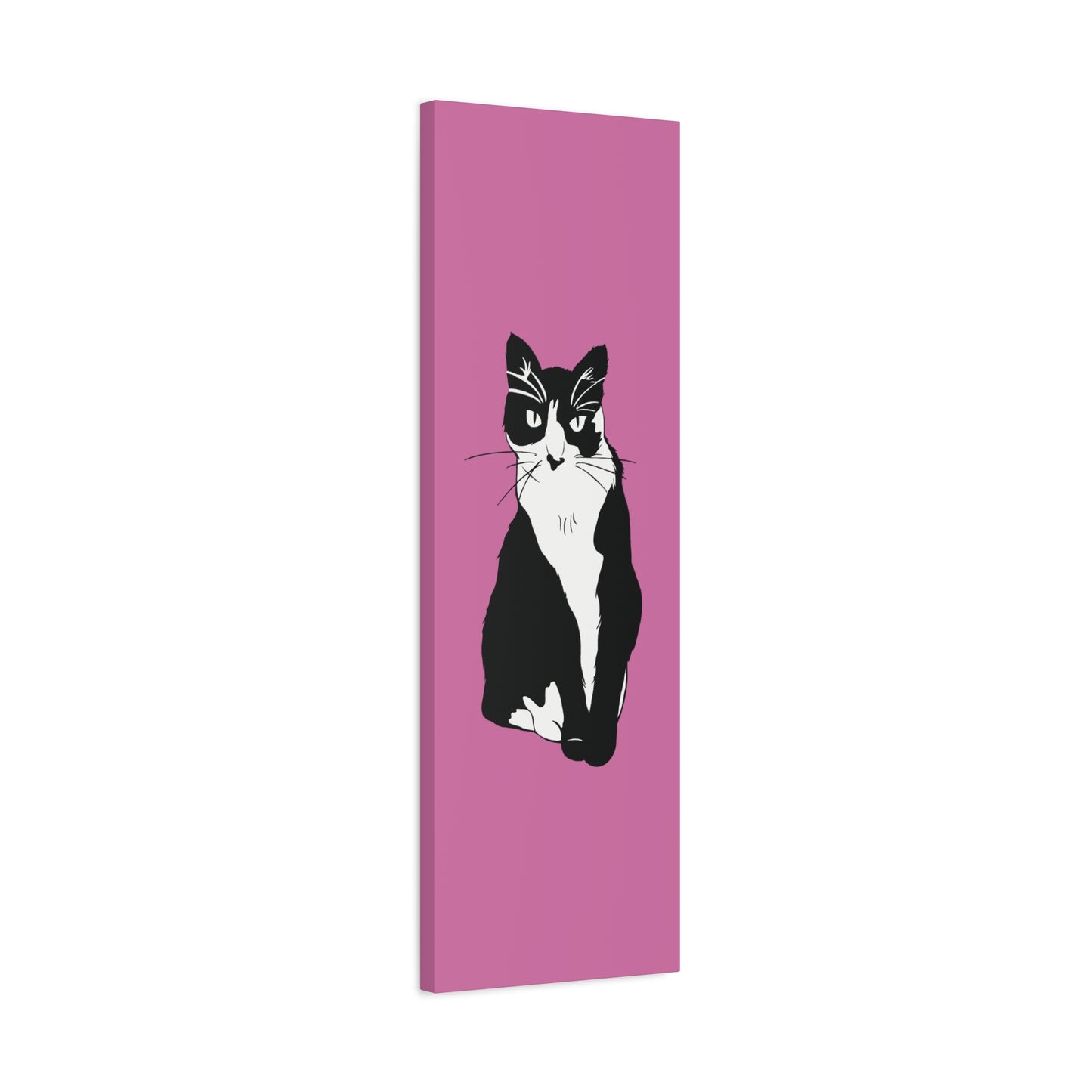 Cat Canvas on Light Pink (B&W Style Cat) - Cat Drawing Art