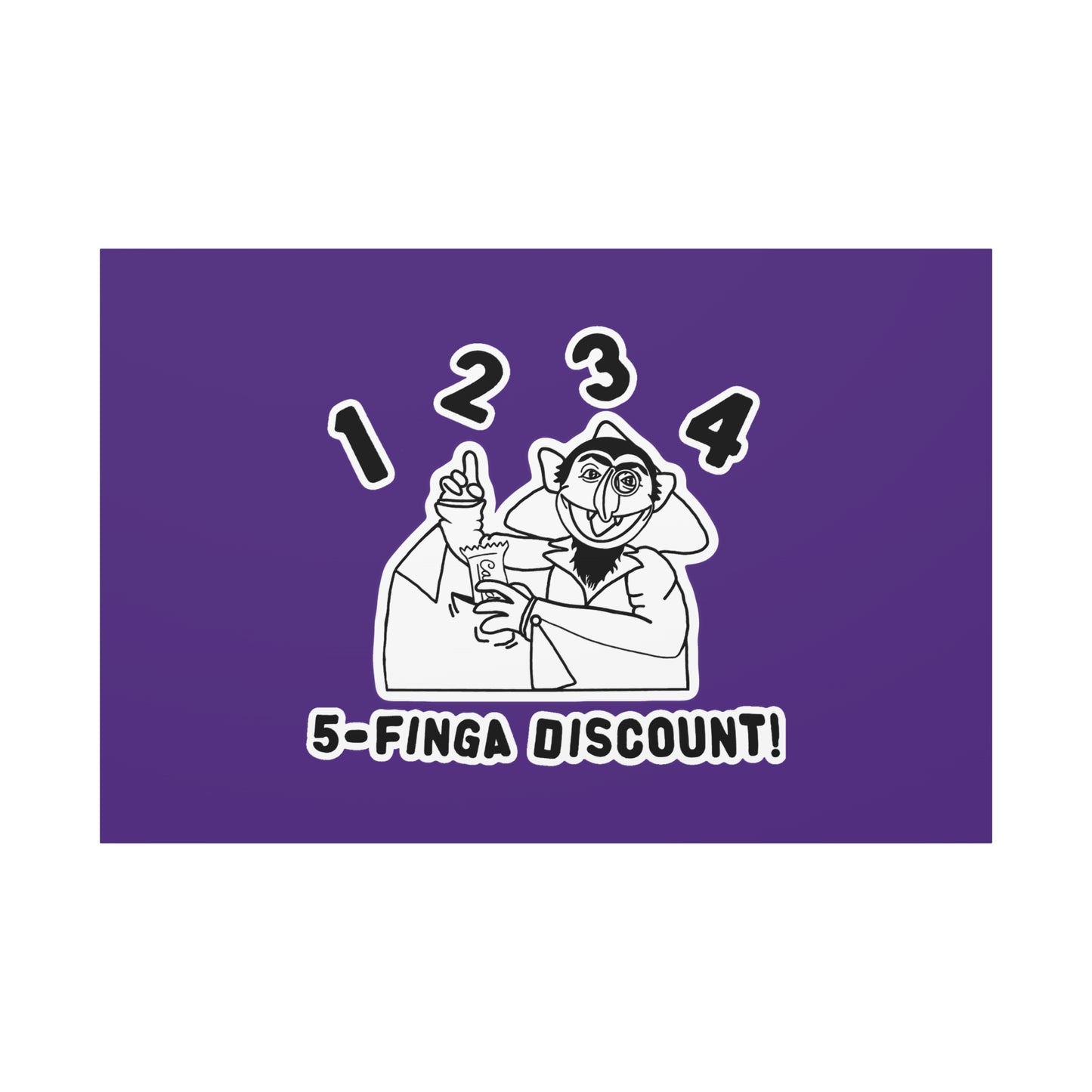 Five Finger Discount Outline Canvas Print Purple - Sesame Street The Count Parody Art Print