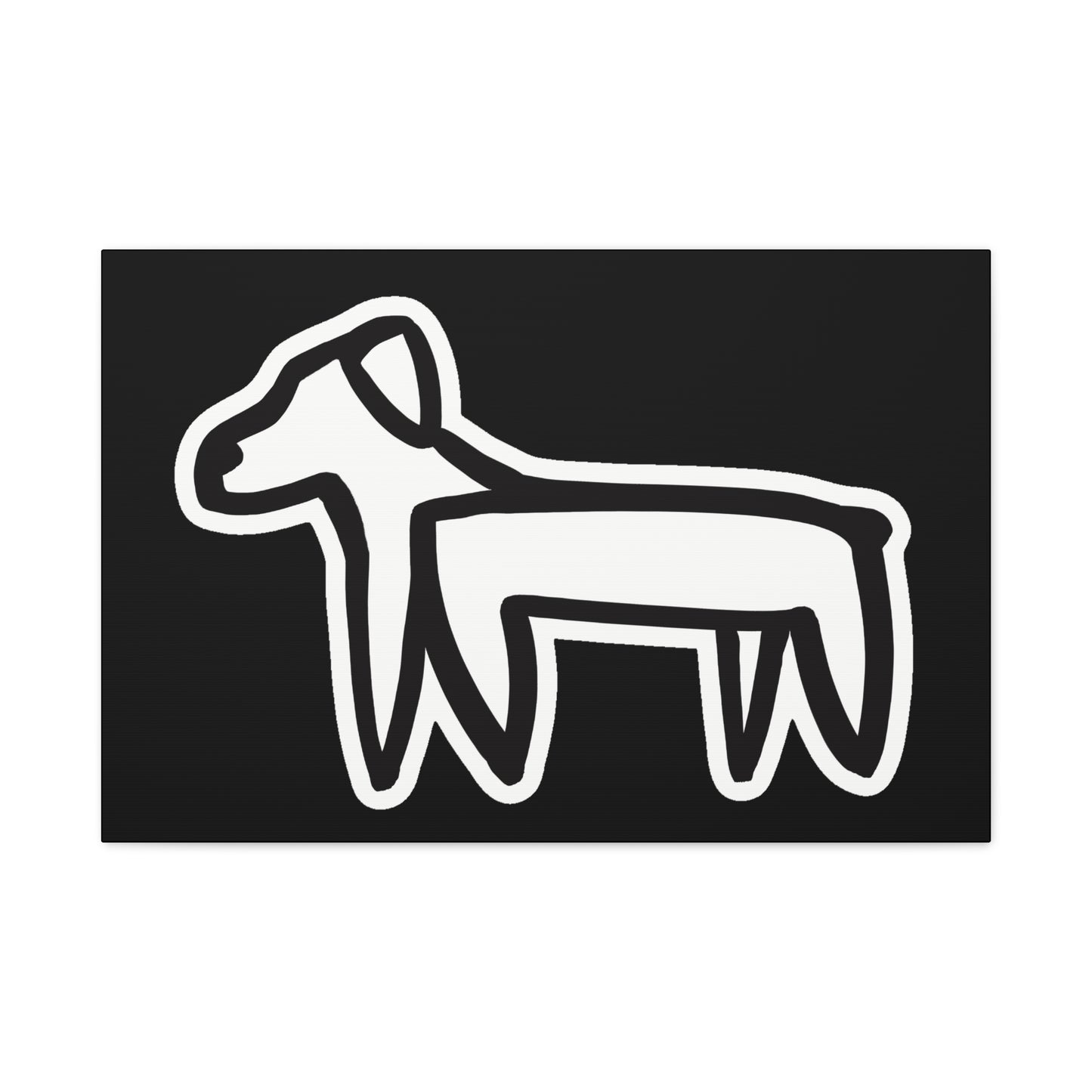 Dog Canvas Print on Black (Sticker Style Dog) - Dog Art Print