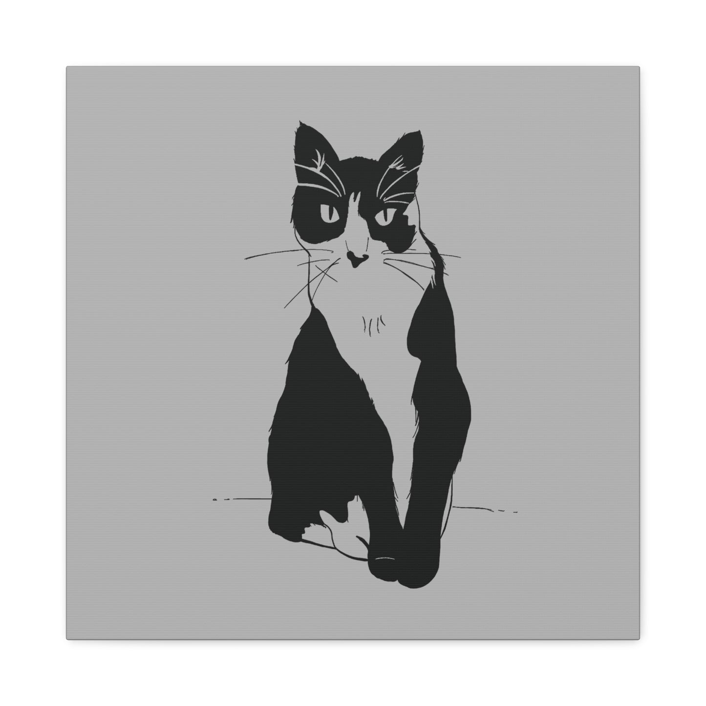 Cat Canvas Print on Grey (Transparent Style Cat) - Cat Drawing Art